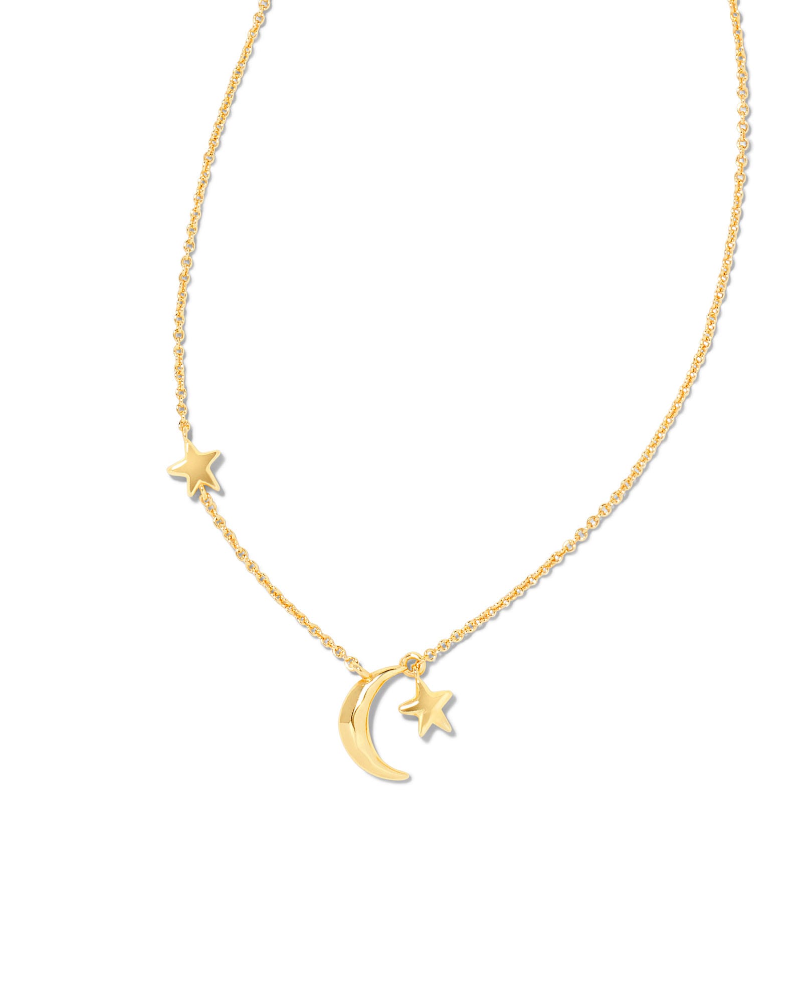 Moon & Star Pendant Necklace in Gold