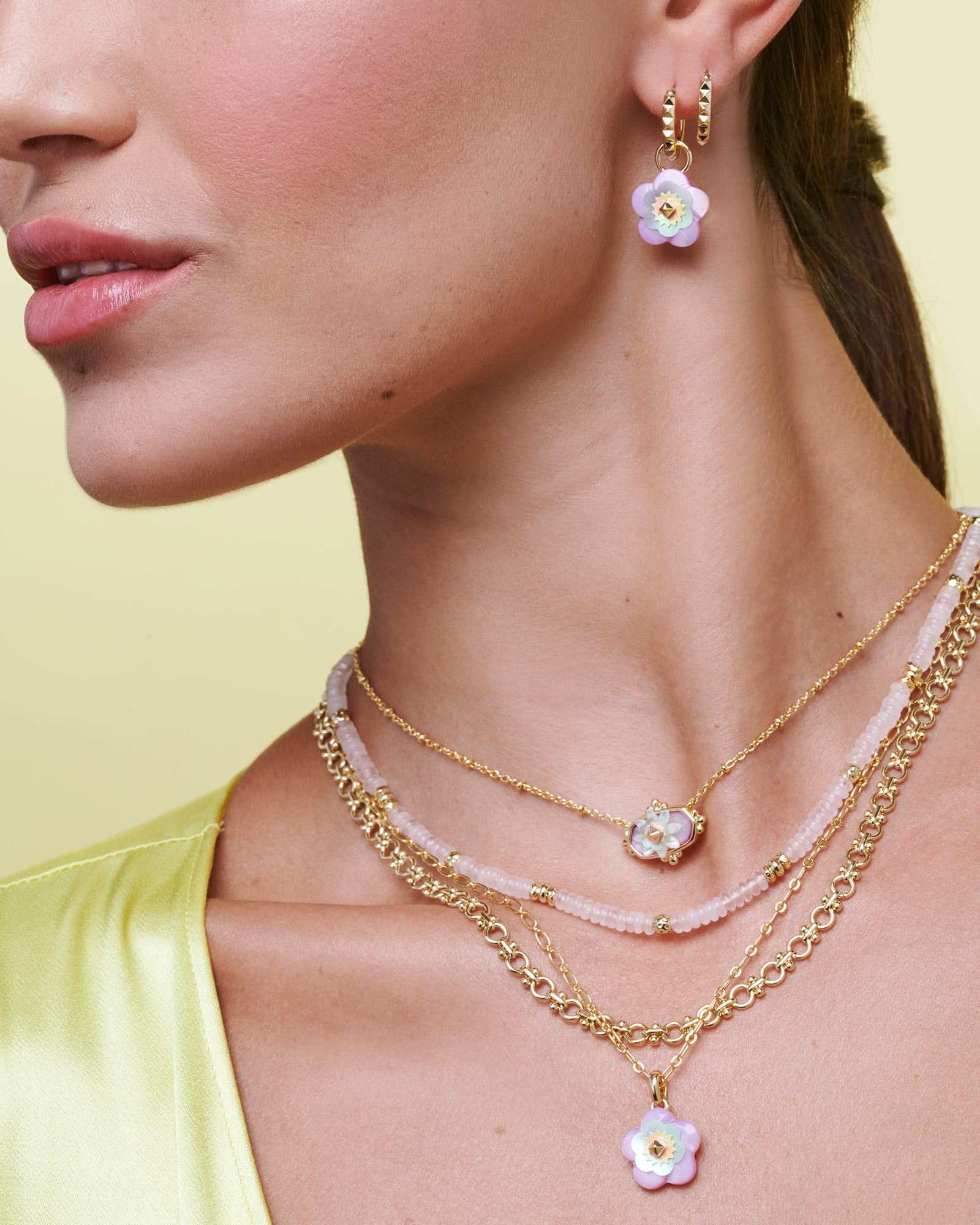 Deliah Gold Strand Necklace in Rose Quartz