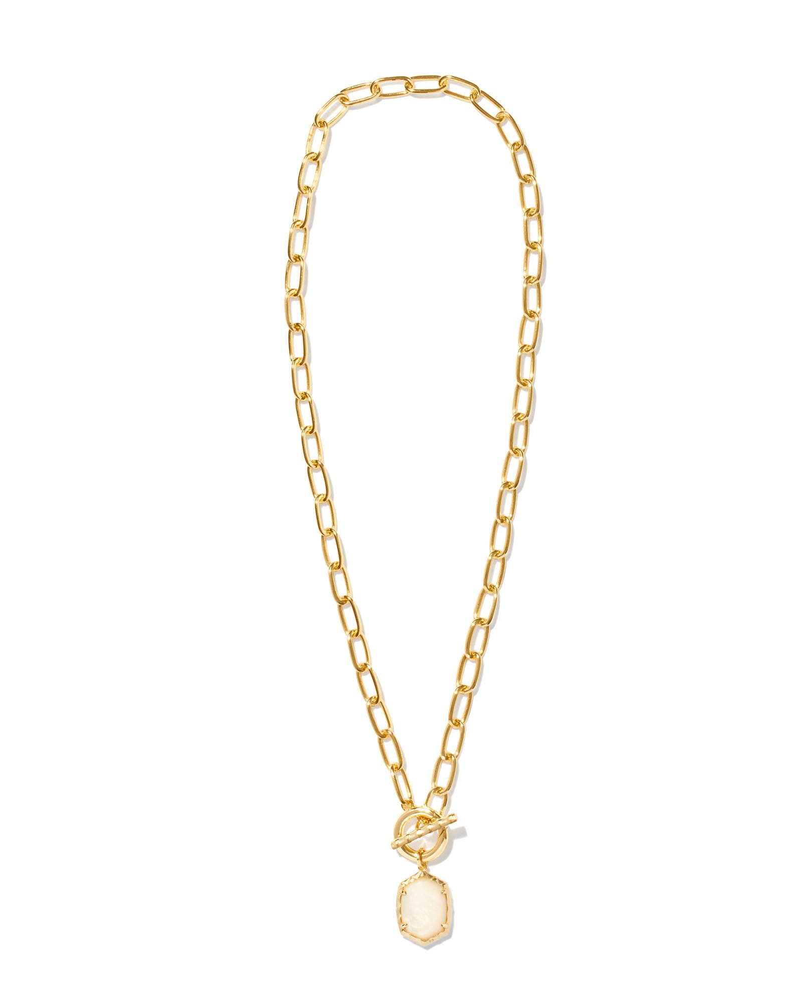 Daphne Convertible Gold Link and Chain Necklace Light Green Mother-of-Pearl
