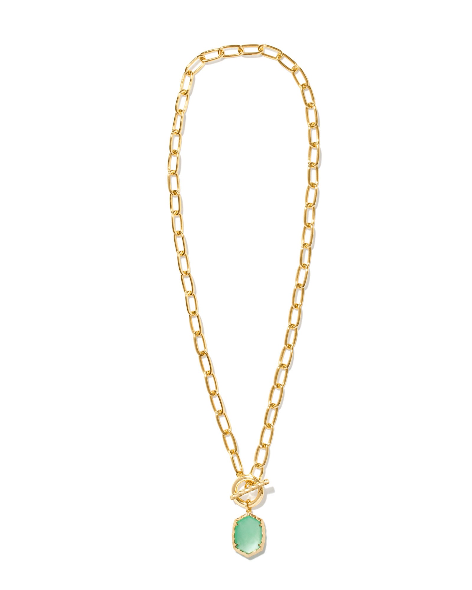 Daphne Convertible Gold Link and Chain Necklace in Light Green Mother-of-Pearl