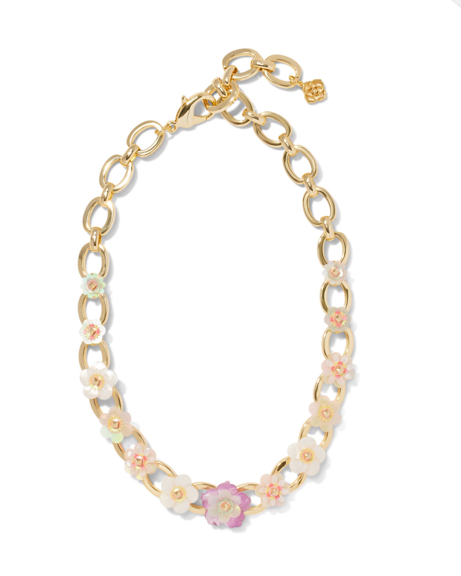 Deliah Gold Statement Chain Necklace in Pastel Mix