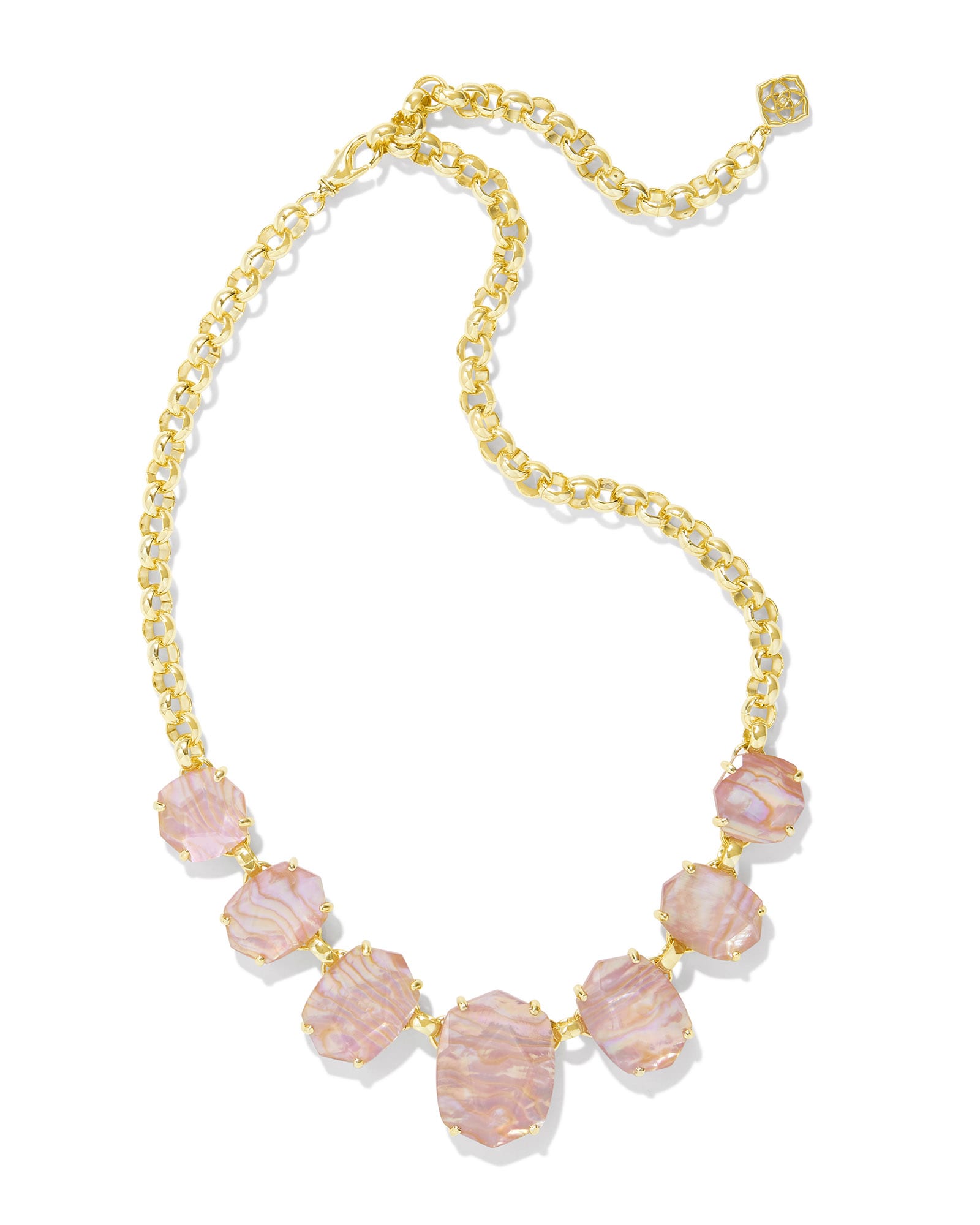 Daphne Gold Statement Necklace in Light Pink Iridescent Abalone