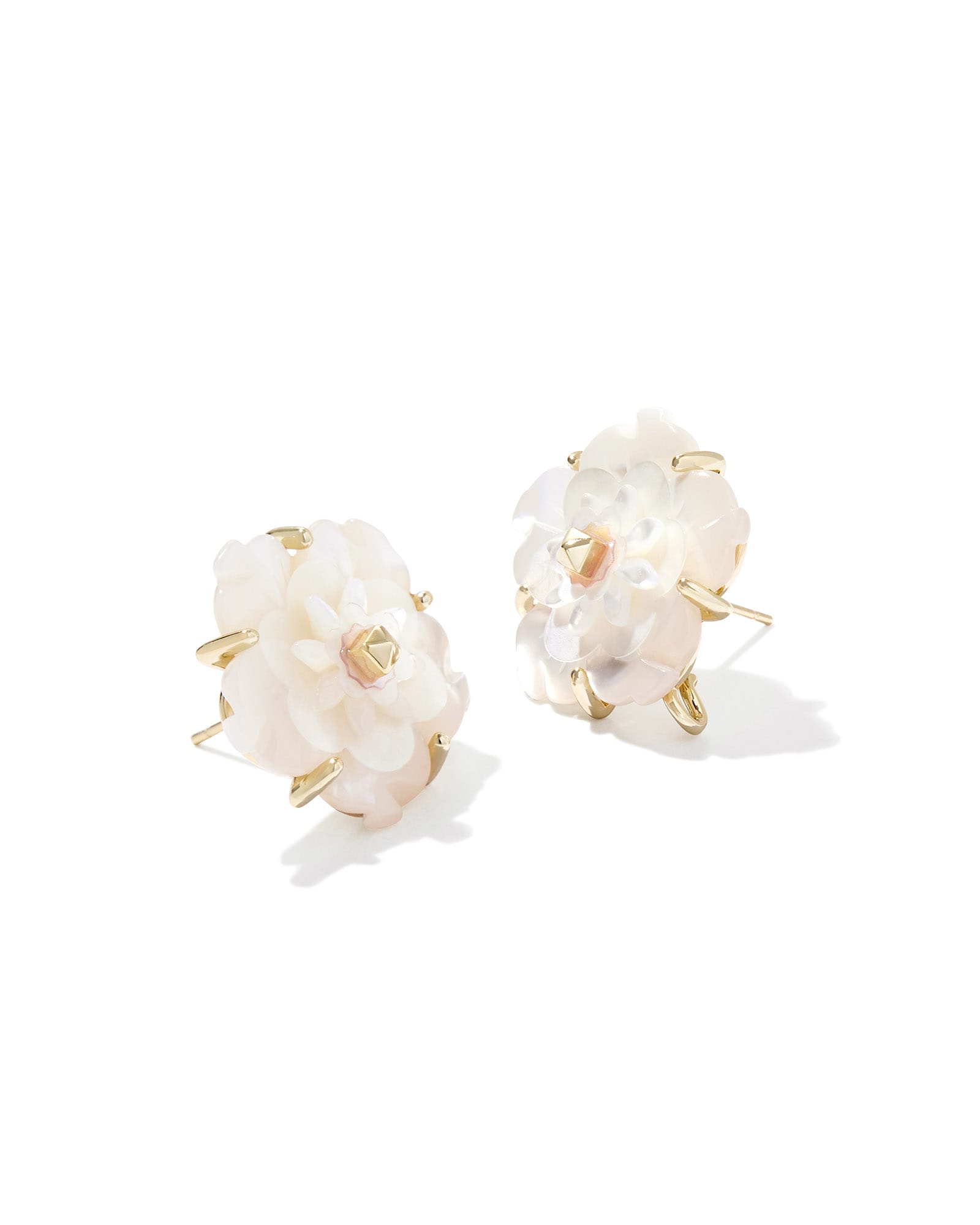 Deliah Convertible Gold Statement Earrings in Iridescent White Mix