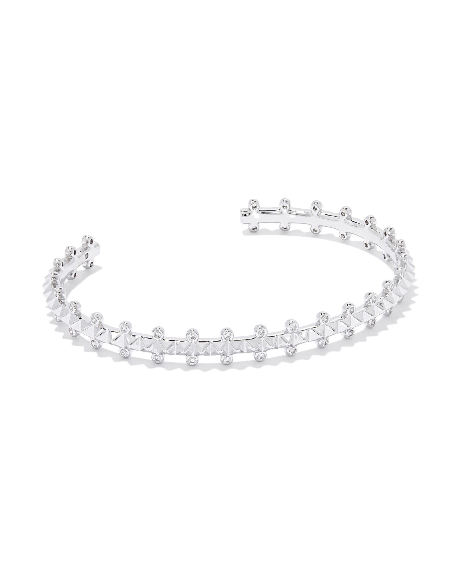 Jada Silver Cuff Bracelet in White Crystal