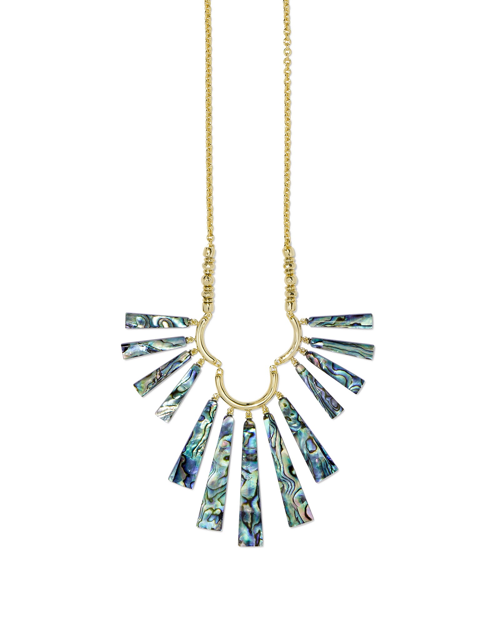 Layton Gold Long Statement Necklace in Abalone Shell
