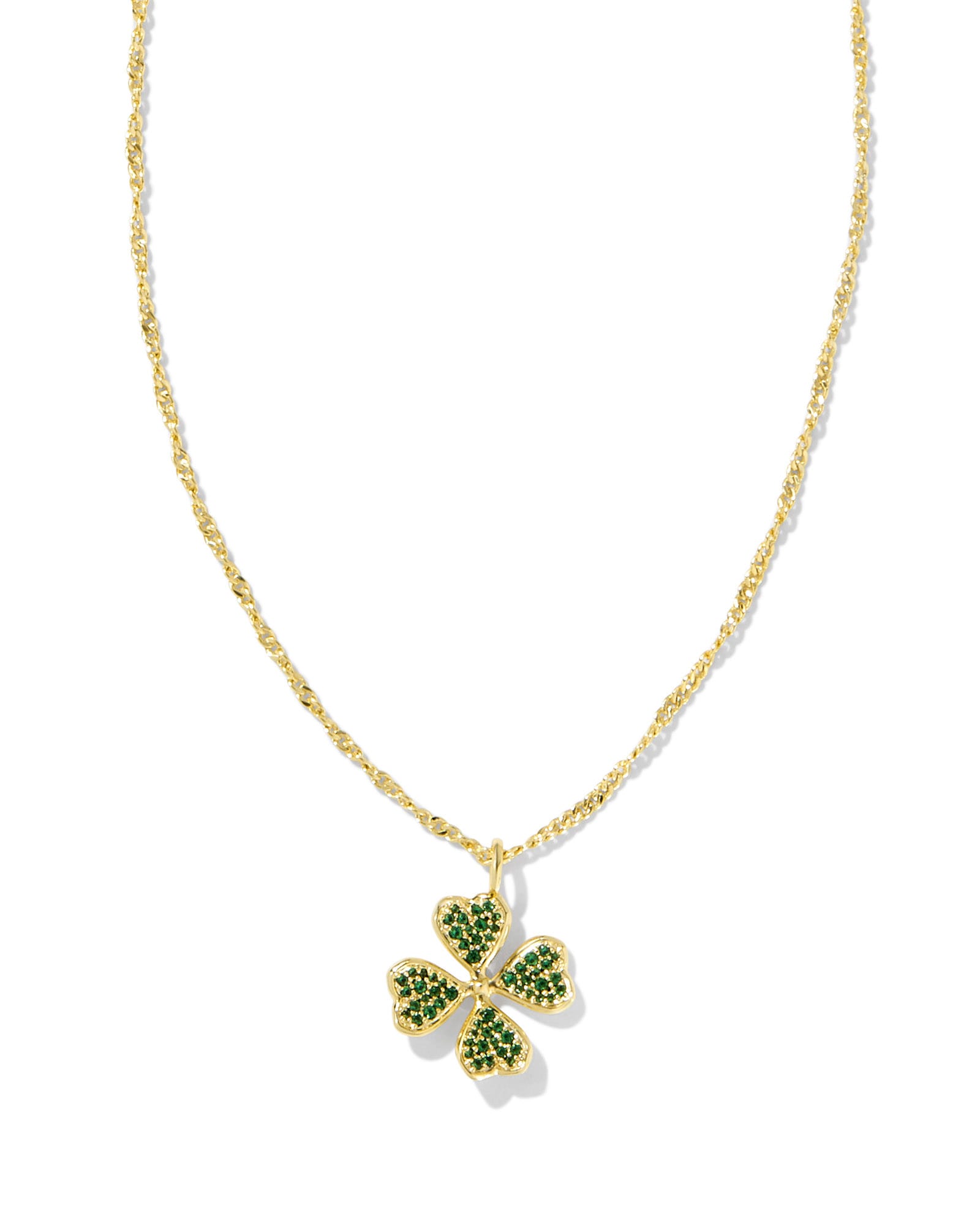 Clover Gold Crystal Short Pendant Necklace in Crystal