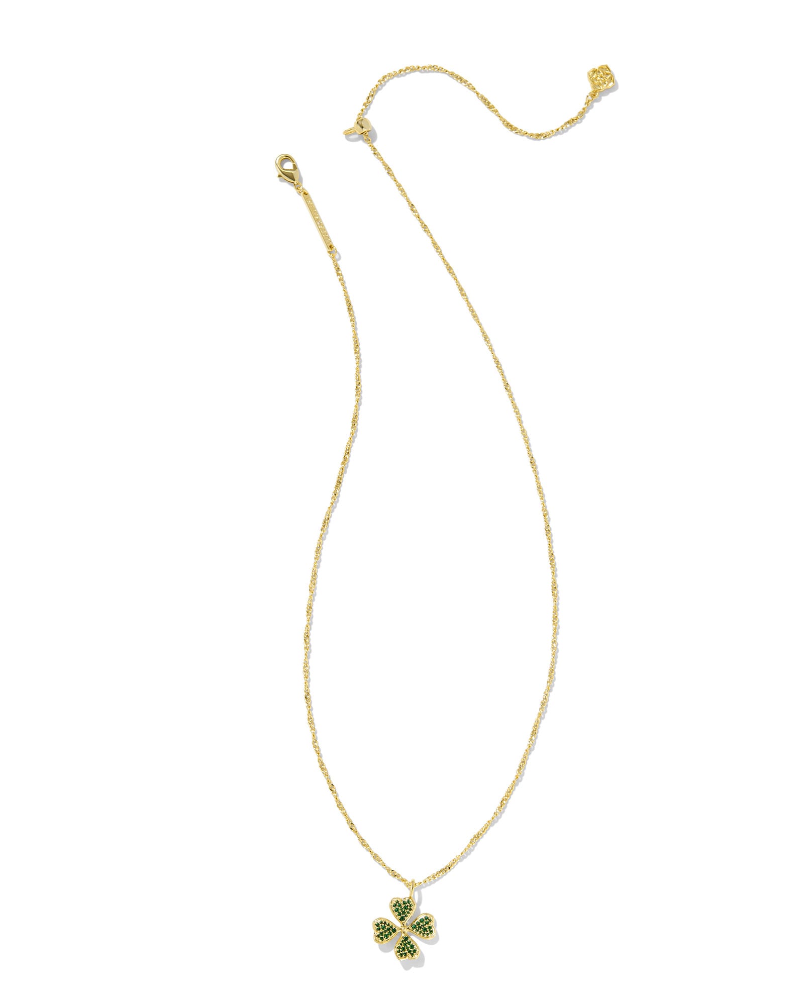 Clover Gold Crystal Short Pendant Necklace in Crystal