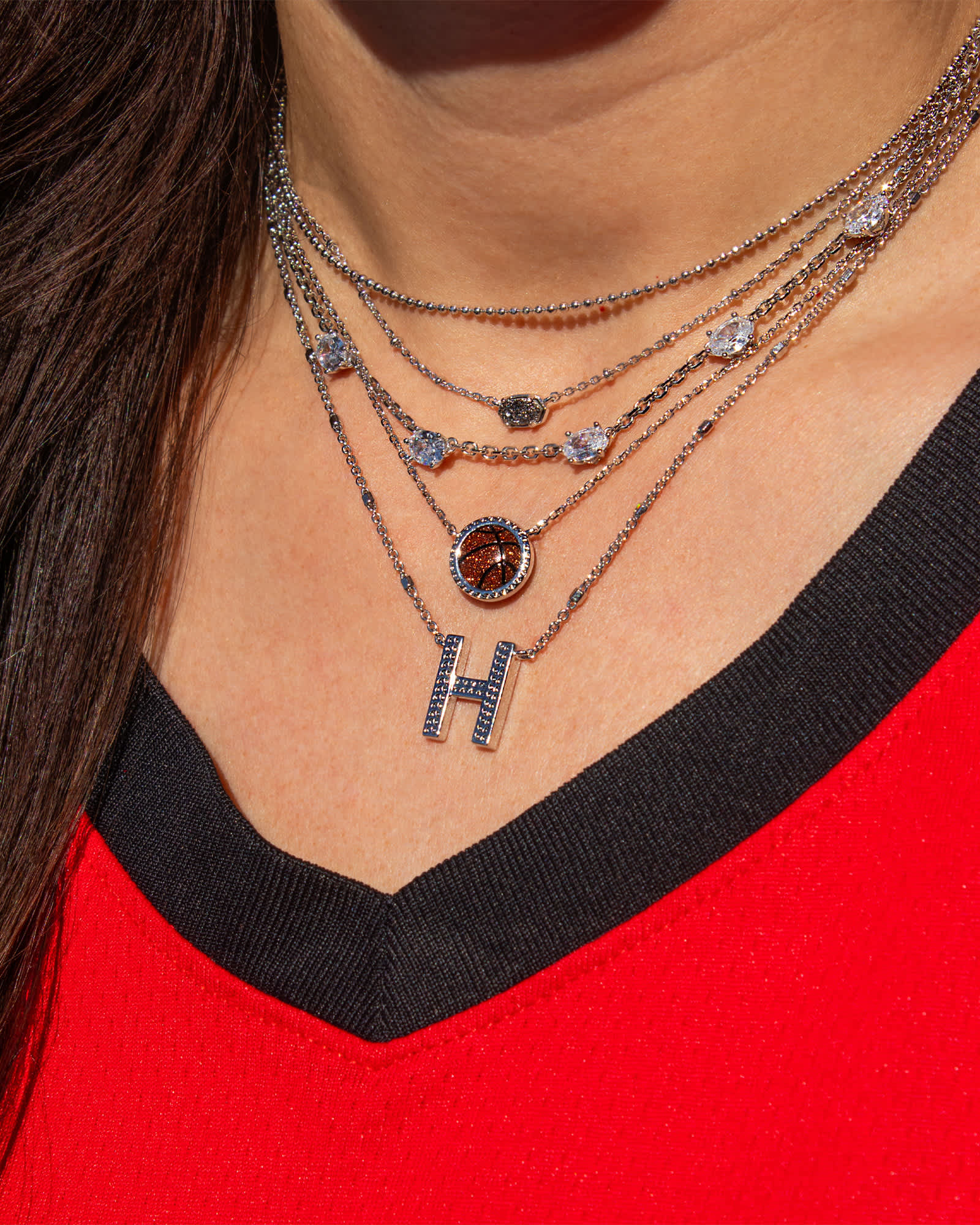 Emilie Silver Multi Strand Necklace in Platinum Drusy | Kendra Scott