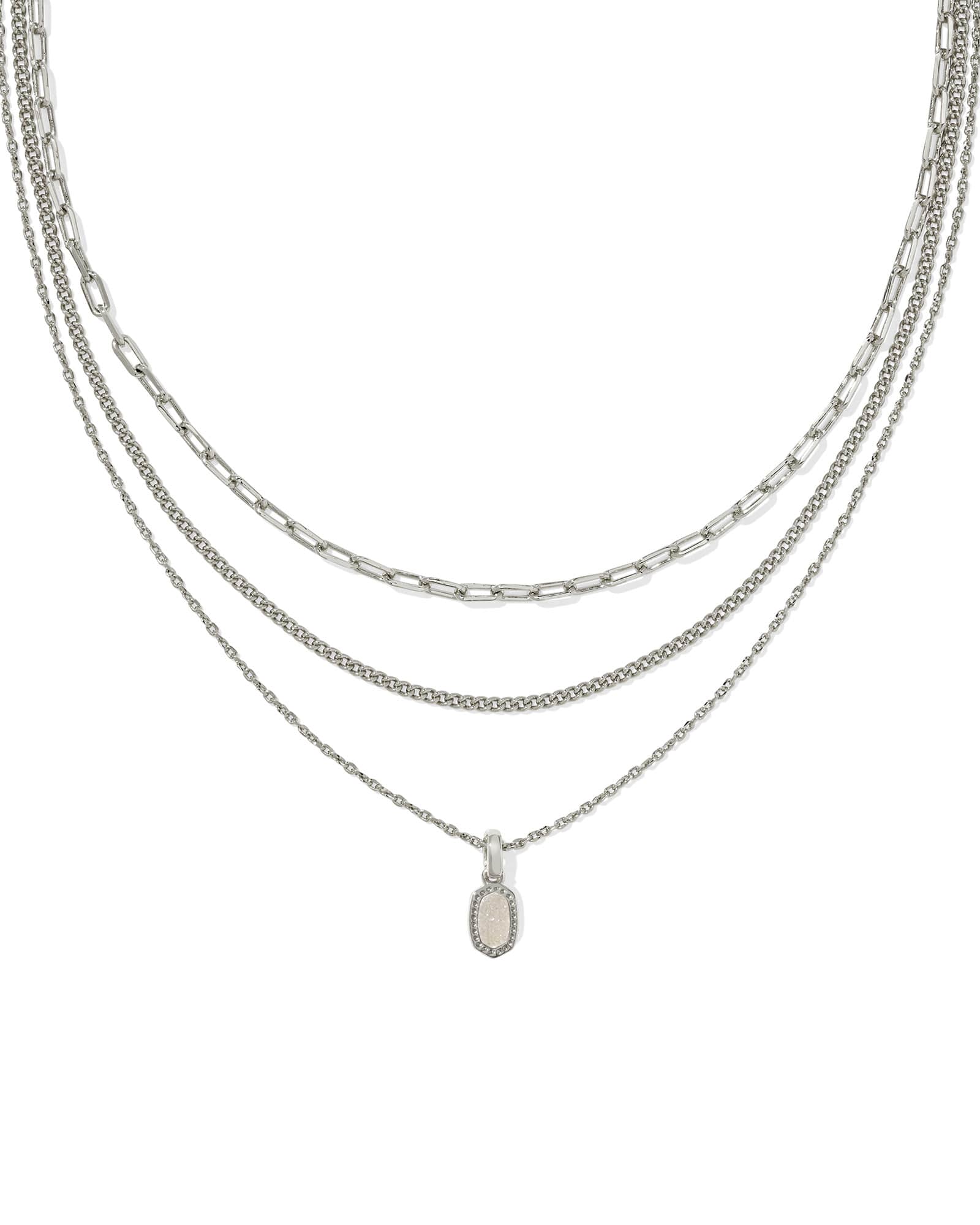 Kendra Scott Mini Elisa Silver Triple Strand Necklace 1
