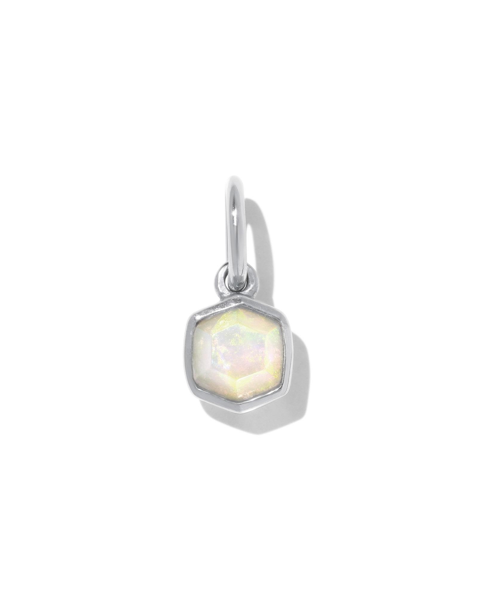 Davie Sterling Silver Charm in White Kyocera Opal