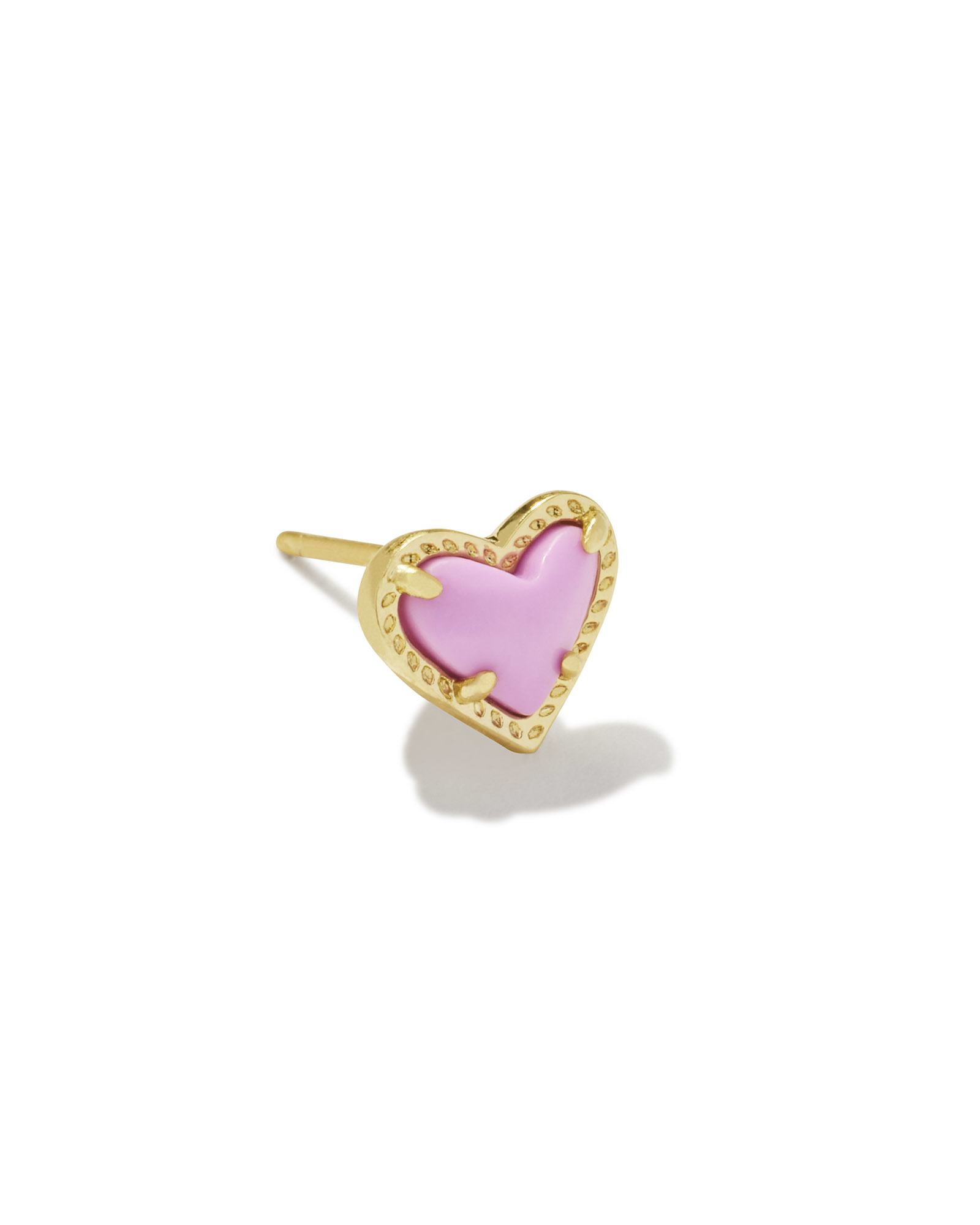 Mini Ari Heart Gold Single Stud Earring in Fuchsia Magnesite