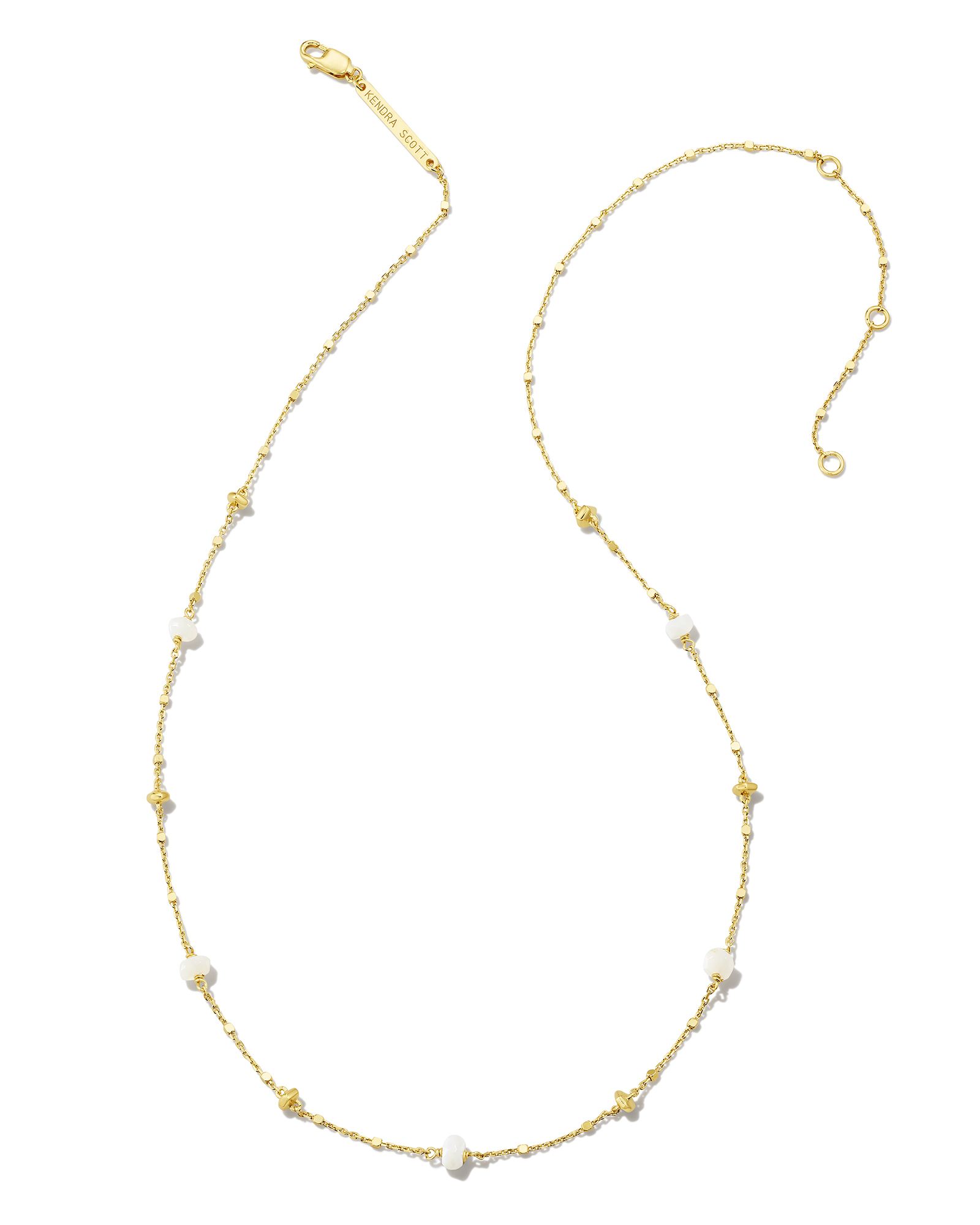 Opal 18k Gold Vermeil Strand Necklace in White Opal