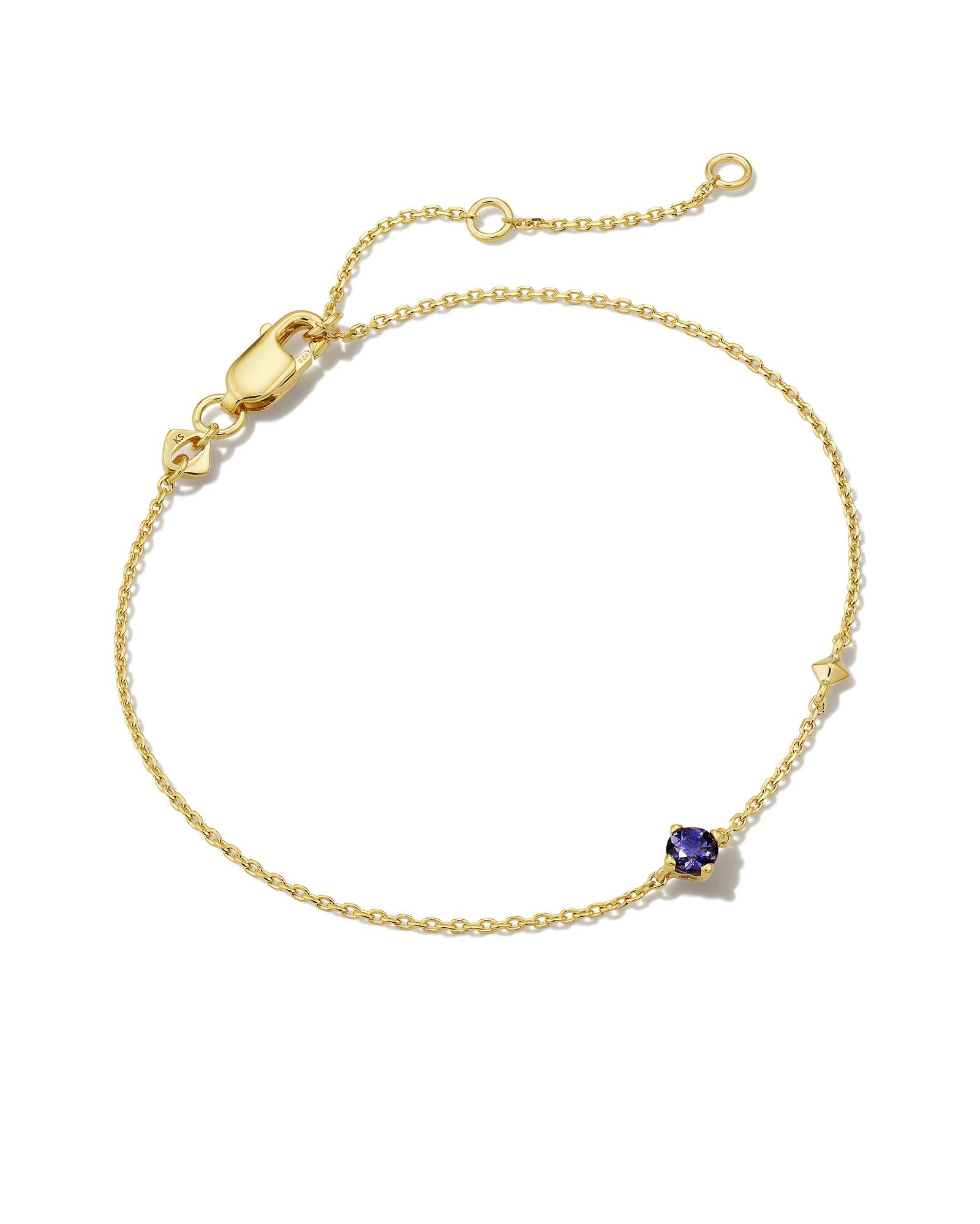 Maisie 18k Gold Vermeil Delicate Chain Bracelet in Blue Iolite