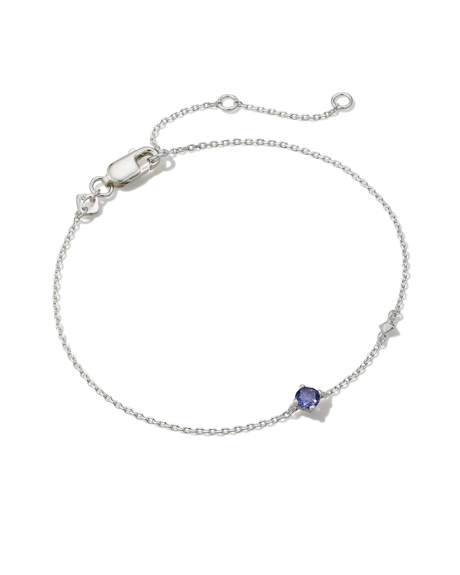 Maisie Sterling Silver Delicate Chain Bracelet in Blue Iolite