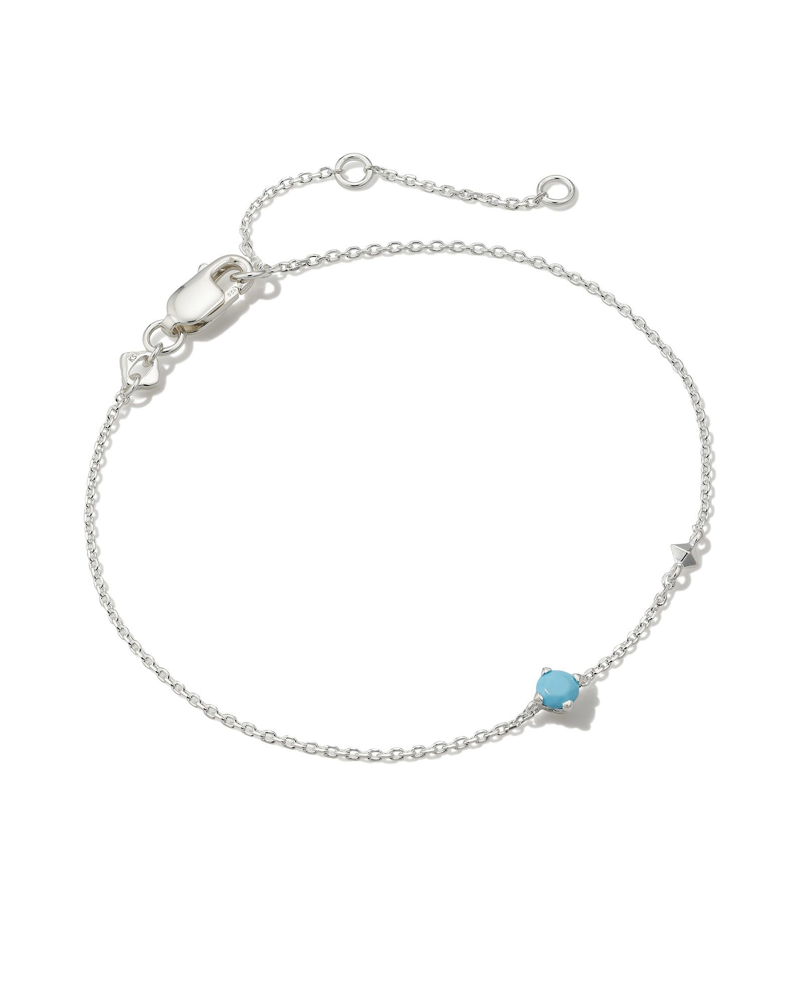 Maisie Sterling Silver Delicate Chain Bracelet in Turquoise