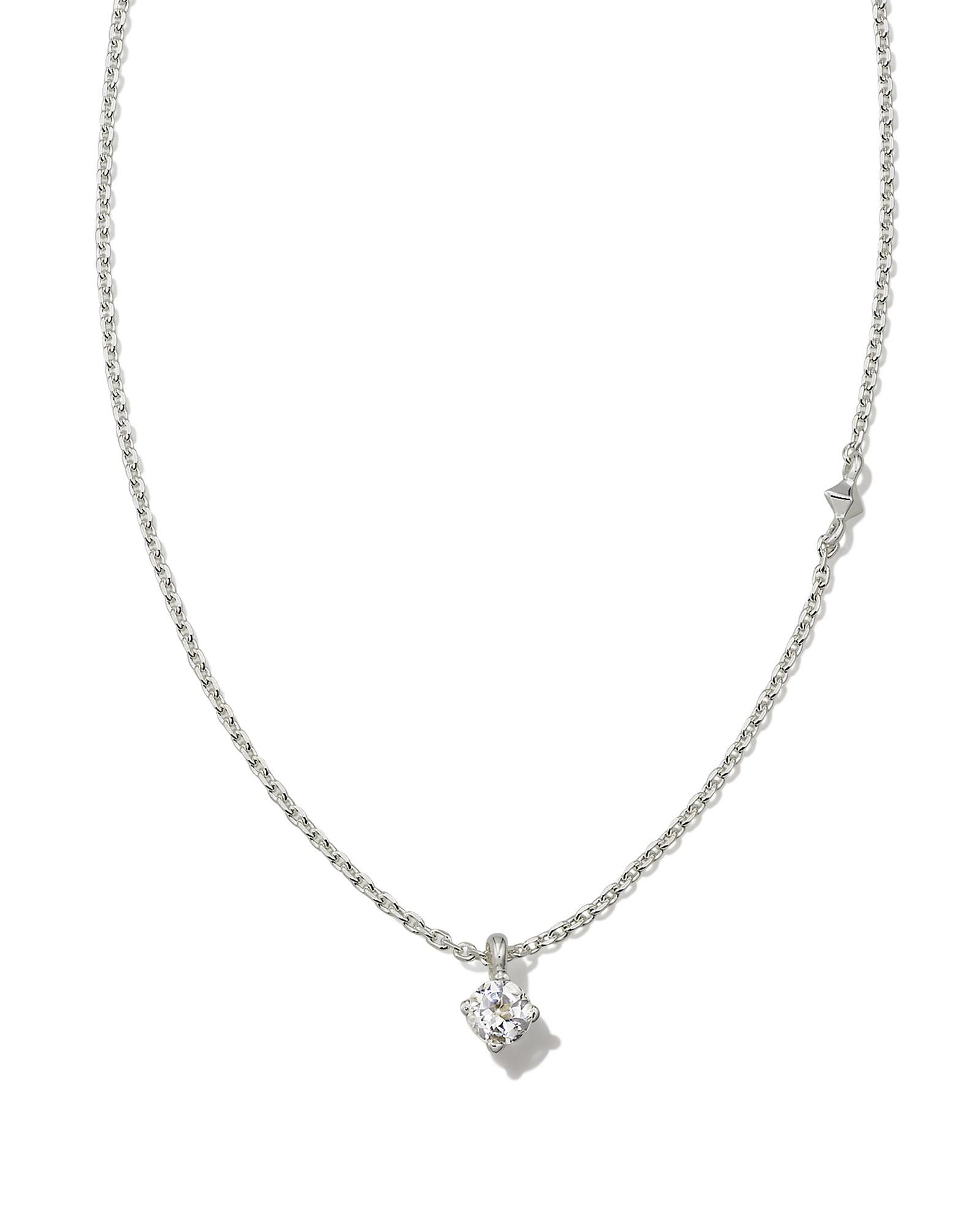 Maisie Sterling Silver Pendant Necklace in White Topaz