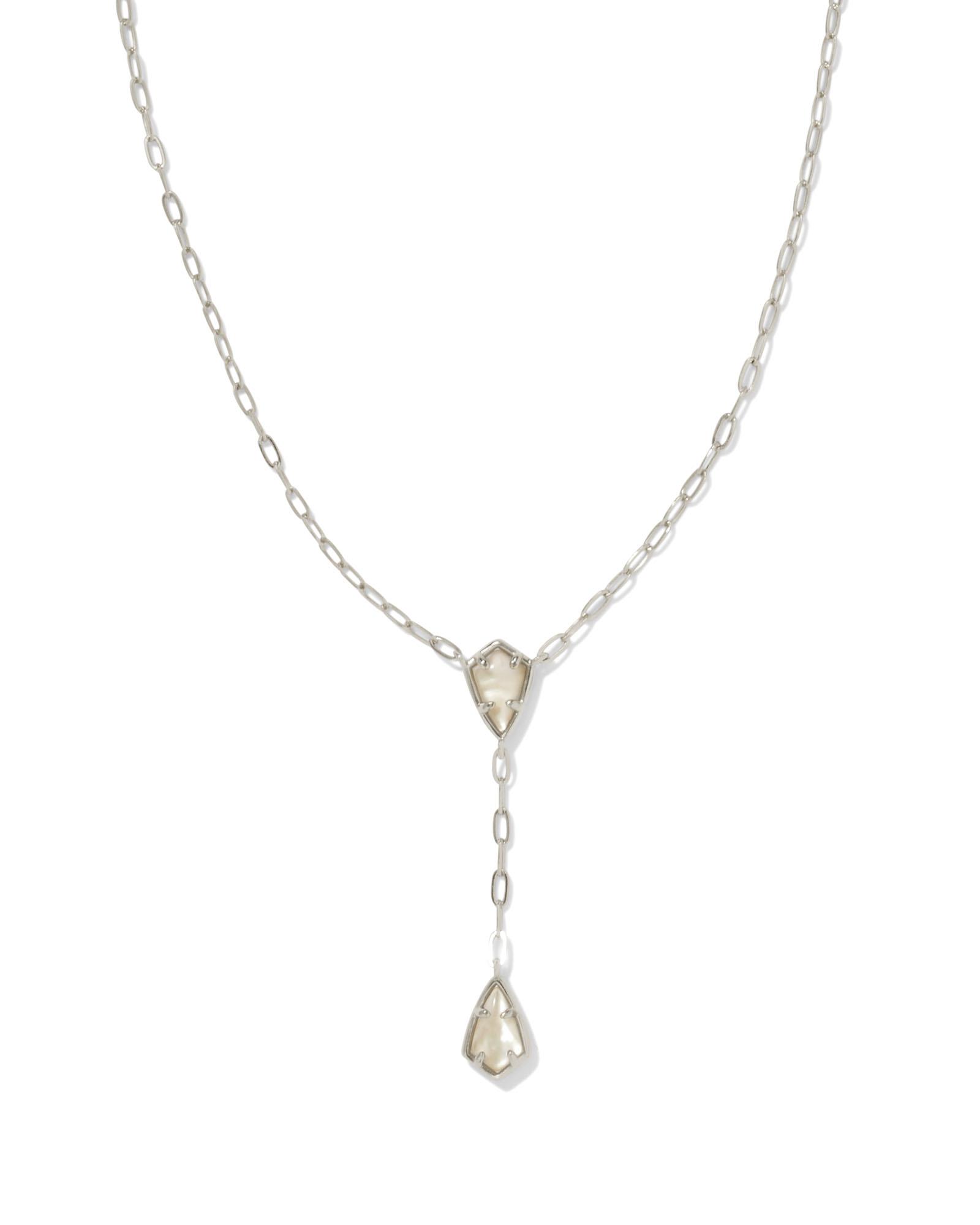 Camry Silver Y Necklace in Ivory Mother-of-Pearl