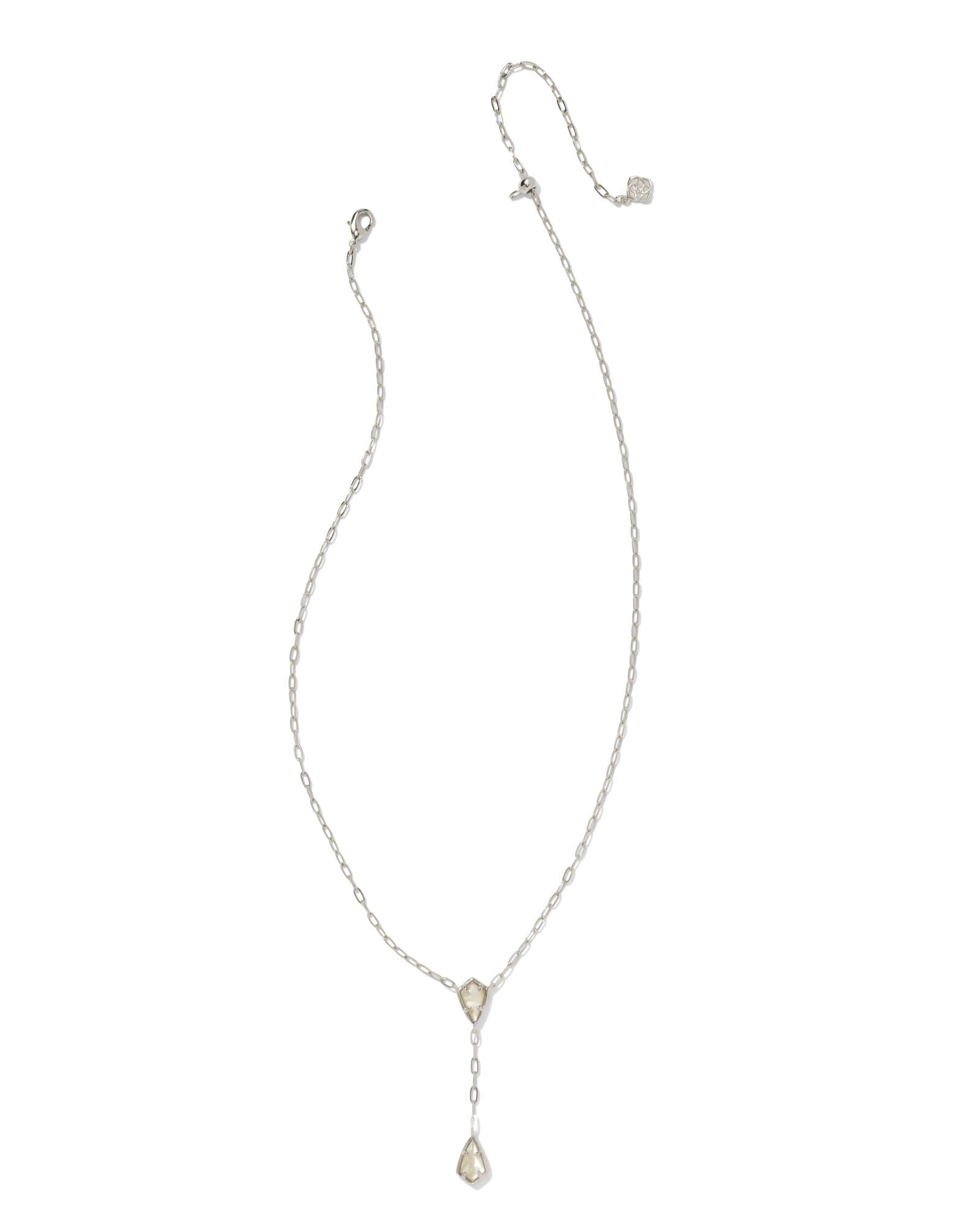 Camry Silver Y Necklace in Ivory Mother-of-Pearl