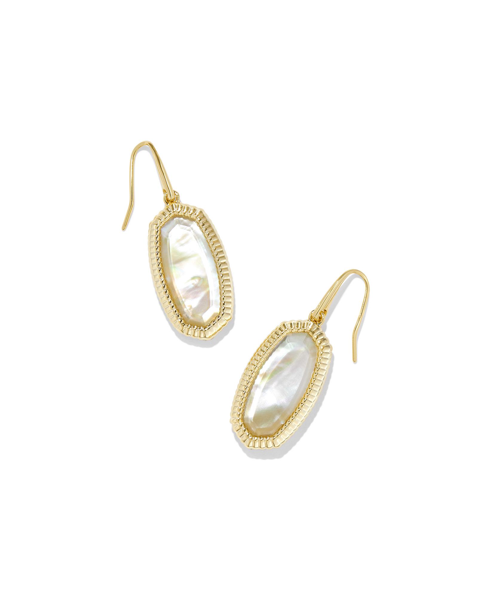 Dani Gold Ridge Frame Drop Earrings in Golden Abalone
