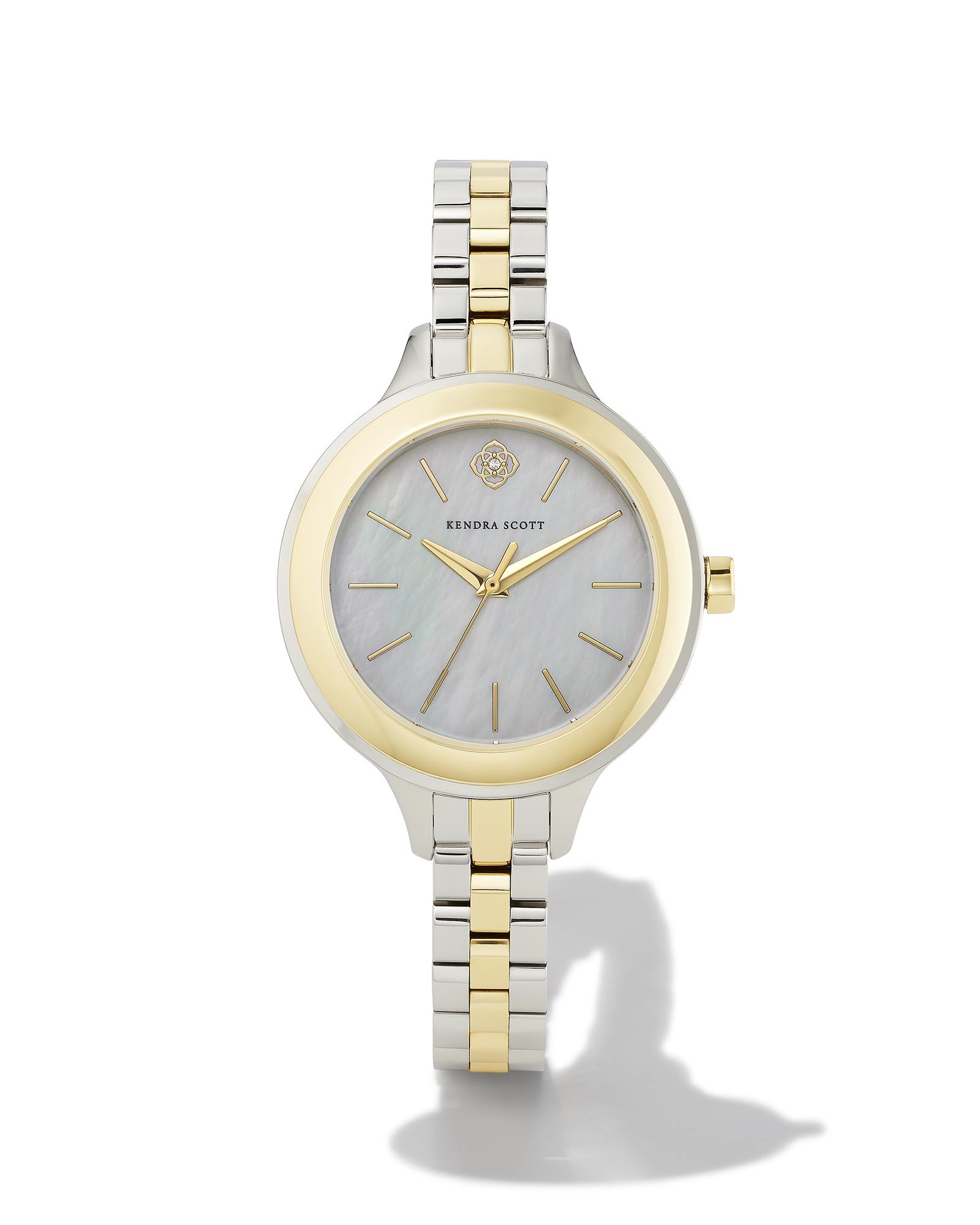 Alex Gold Tone Stainless Steel 35mm Narrow Watch Ivory Mother-of-Pearl