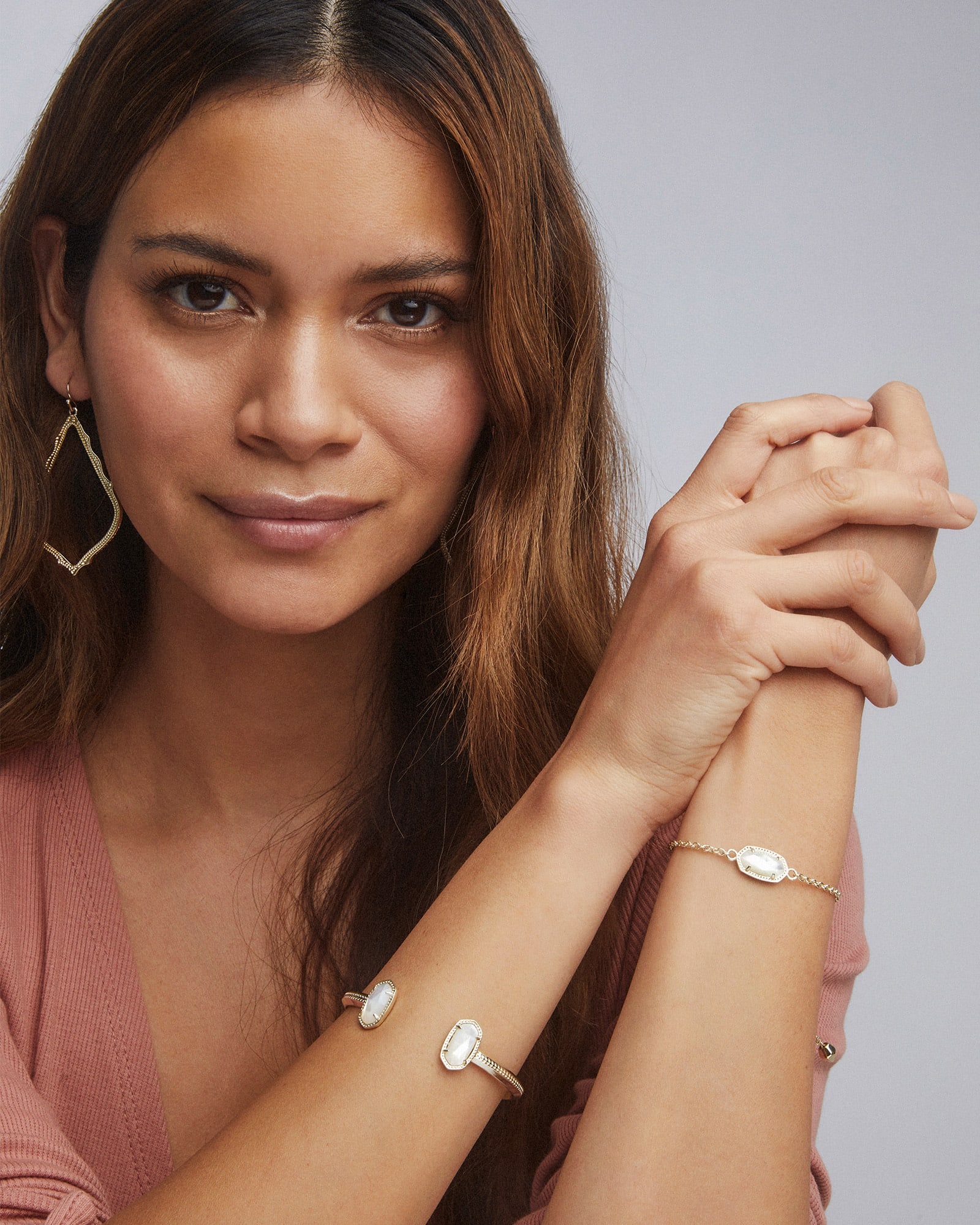 Elaina Rose Gold Adjustable Chain Bracelet in Rose Gold Drusy