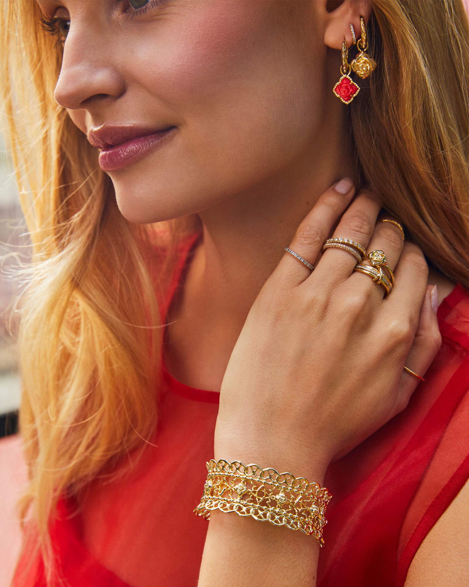 Cord Bracelet Burnt Orange Kendra Scott Krista Lace Gold Cuff