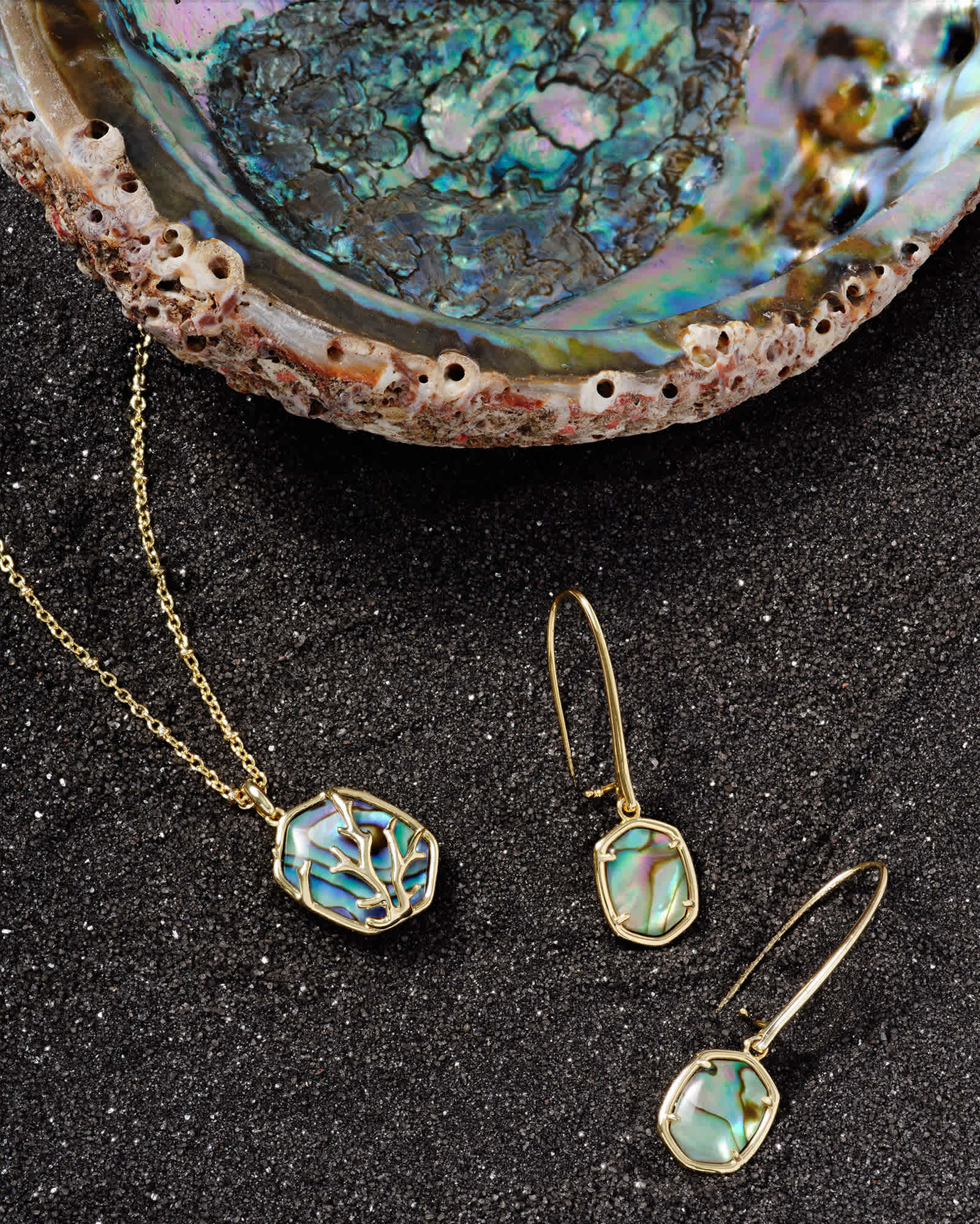 Daphne Gold Wire Drop Earrings in Abalone