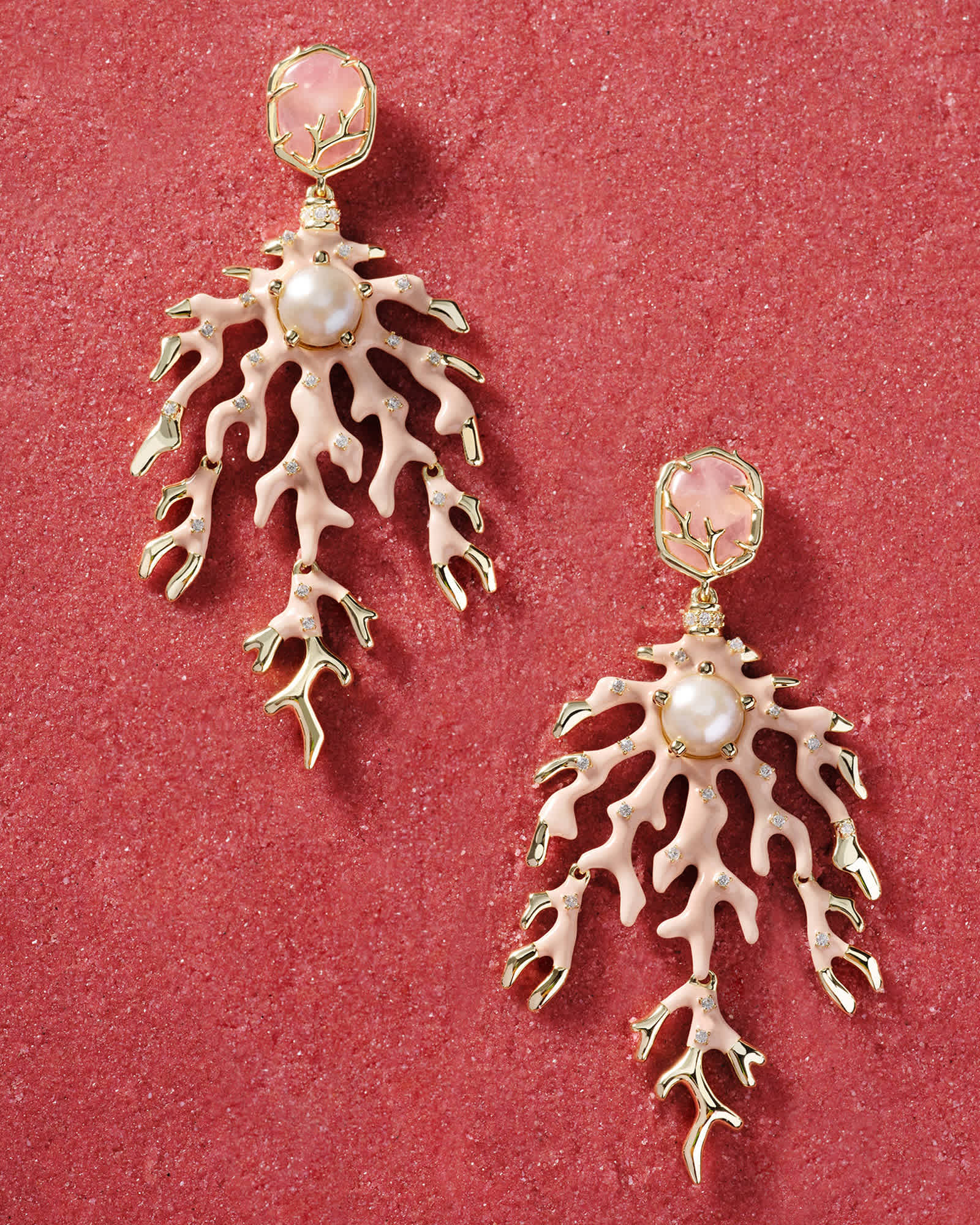 Shea Gold Statement Earrings in Blush Mix