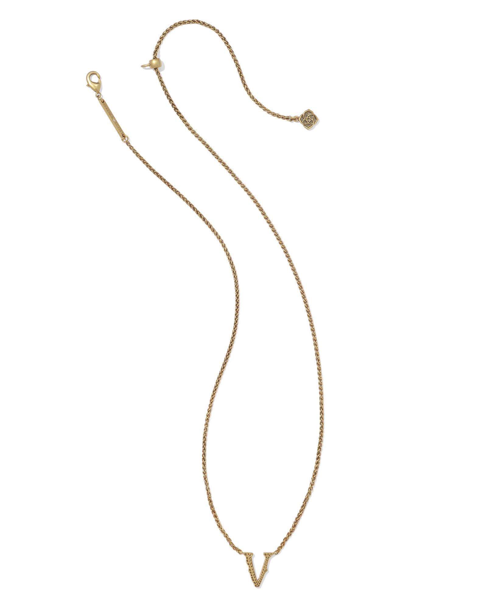 Beau Letter V Pendant Necklace in Vintage Gold | Kendra Scott Beau Letter V Pendant Necklace in Vintage Gold | Kendra Scott