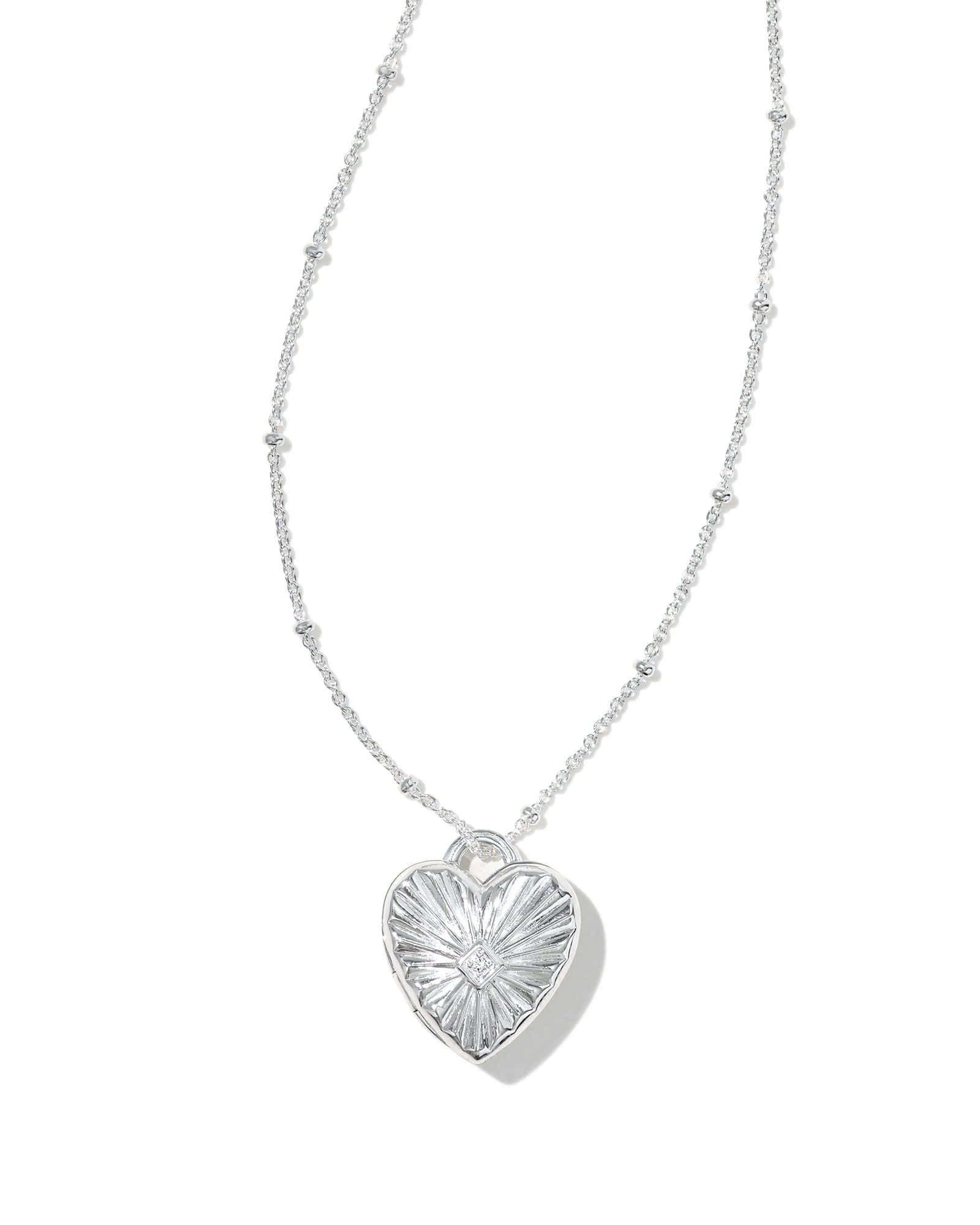 Meredith Sterling Silver Locket Necklace in White Topaz