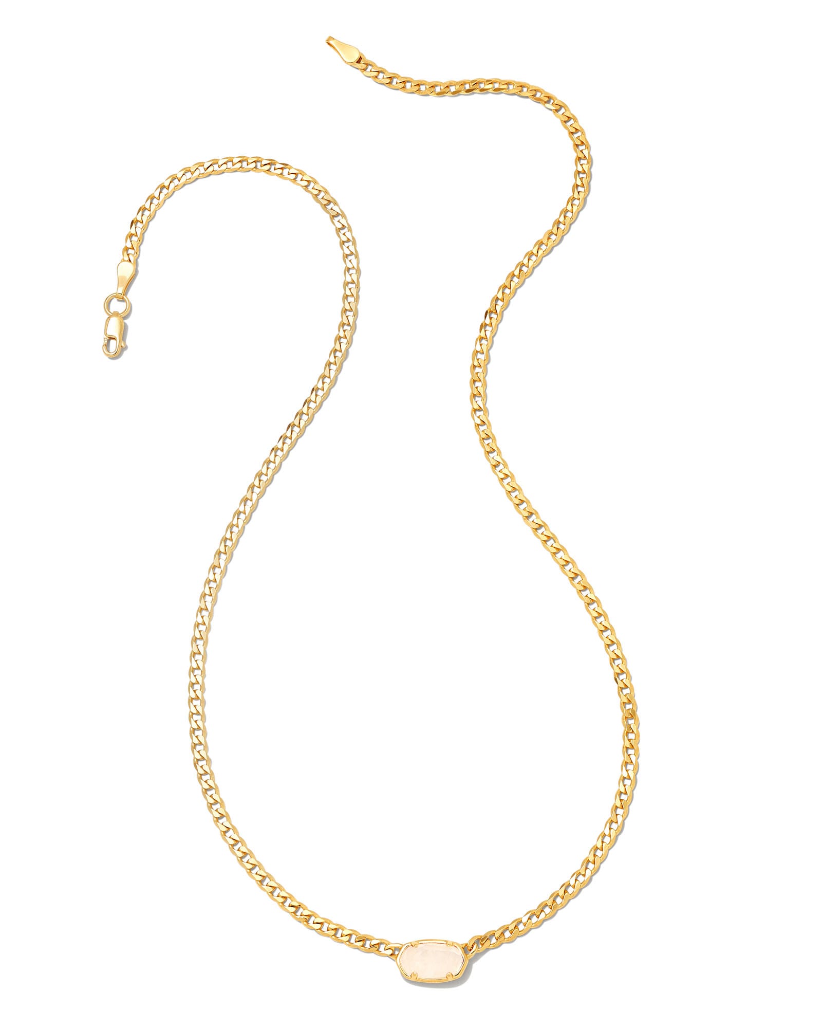 Fern 18k Gold Vermeil Curb Chain Necklace in Rainbow Moonstone