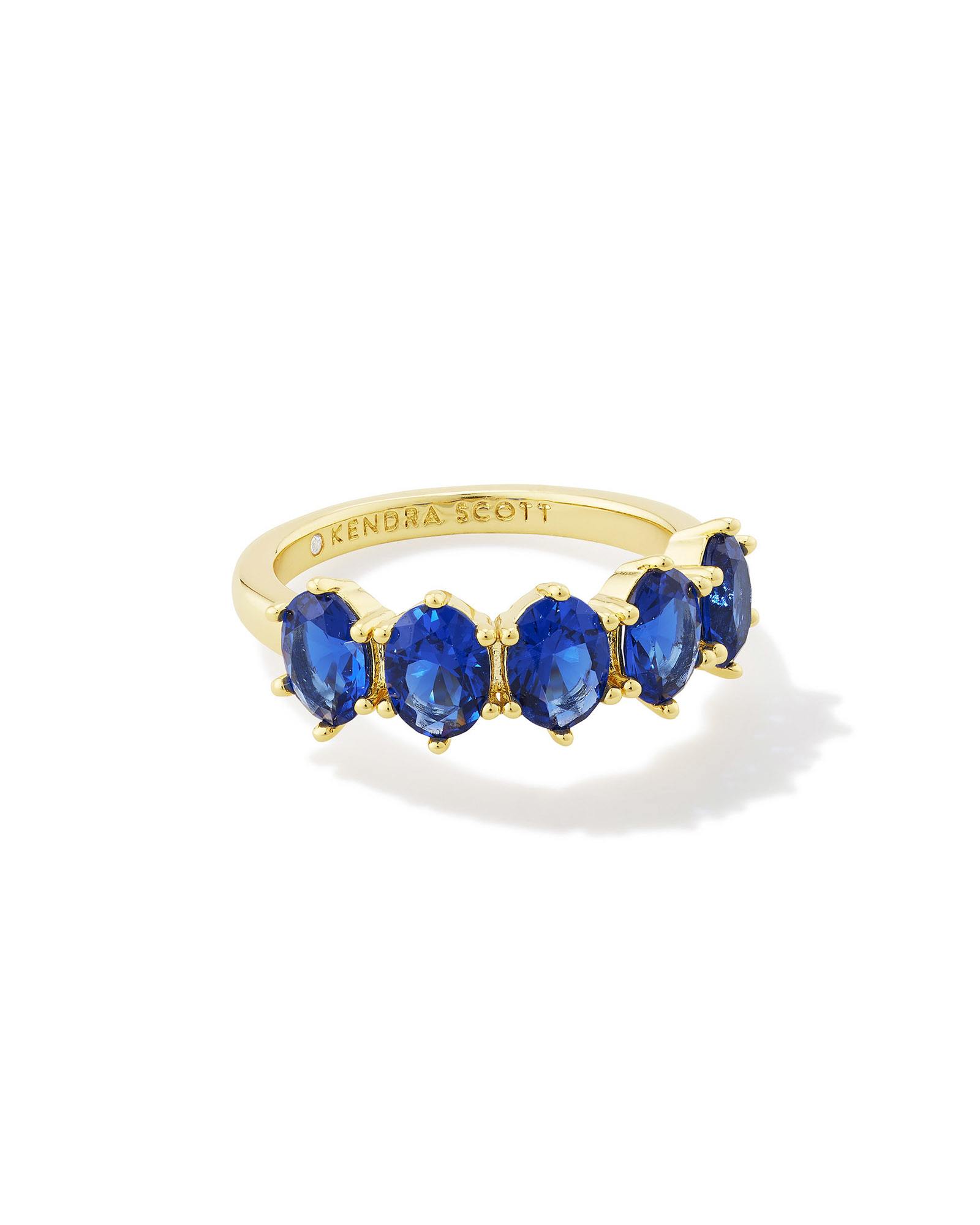 Kendra Scott Cailin Gold Crystal Band Ring in Blue Violet Crystal | Nano Crystal | Size 5
