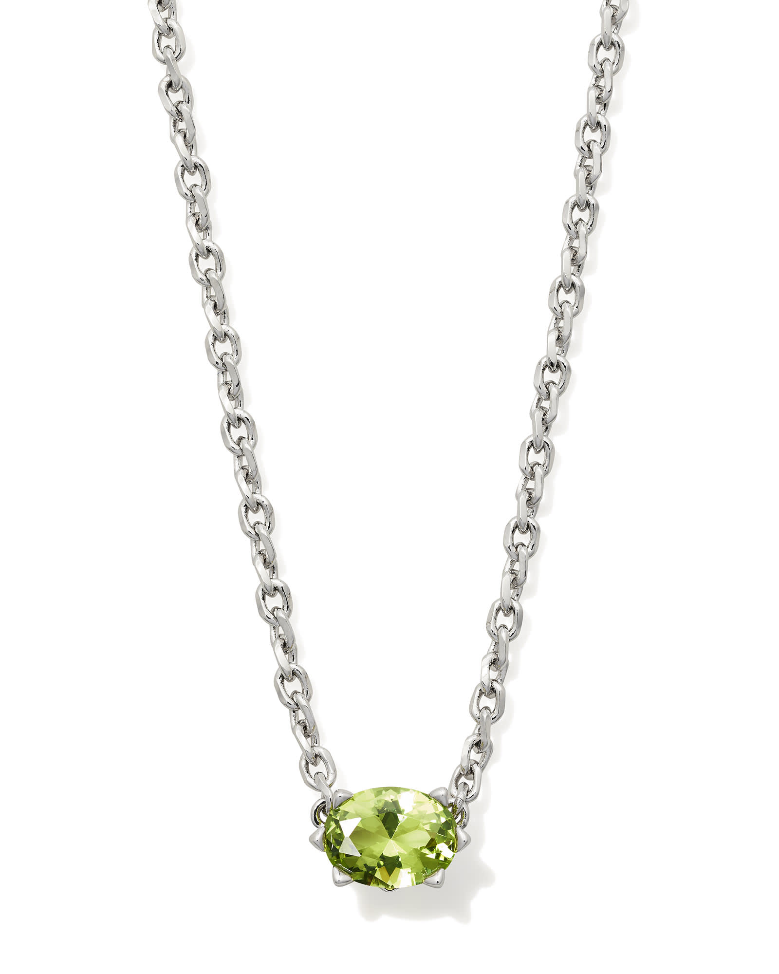 Cailin Silver Pendant Necklace in Green Peridot Crystal