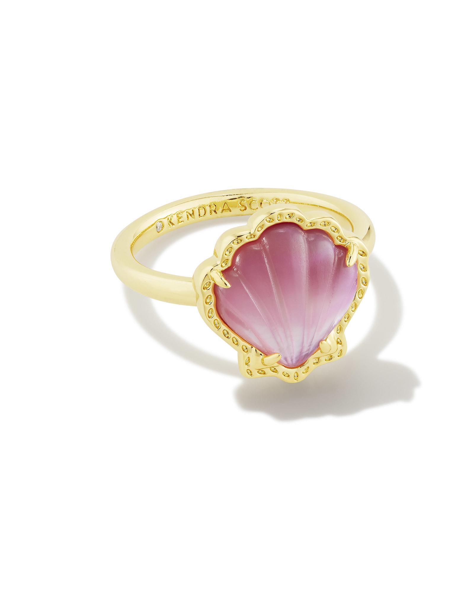 Brynne Gold Shell Band Ring Blush Ivory Mother-of-Pearl