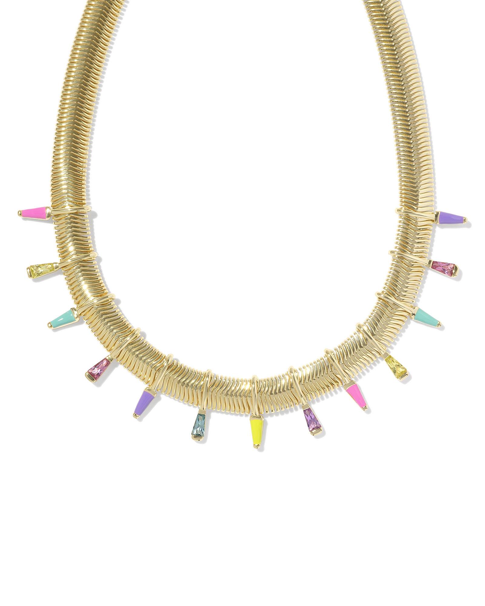 Kelsey Gold Statement Necklace in Multi Mix