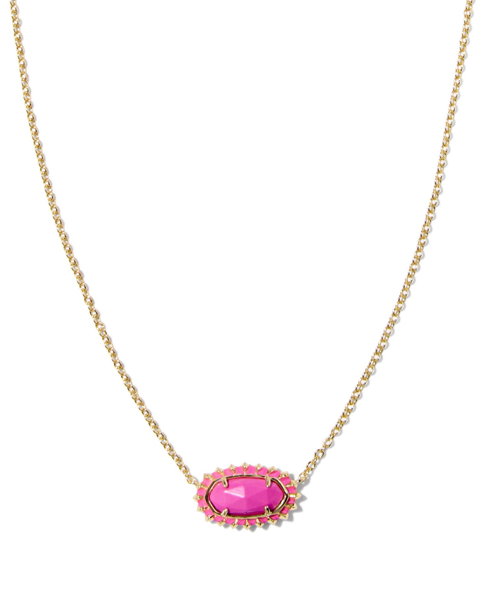 Elisa Gold Color Burst Frame Short Pendant Necklace in Neon Elisa Gold Color Burst Frame Short Pendant Necklace in Neon