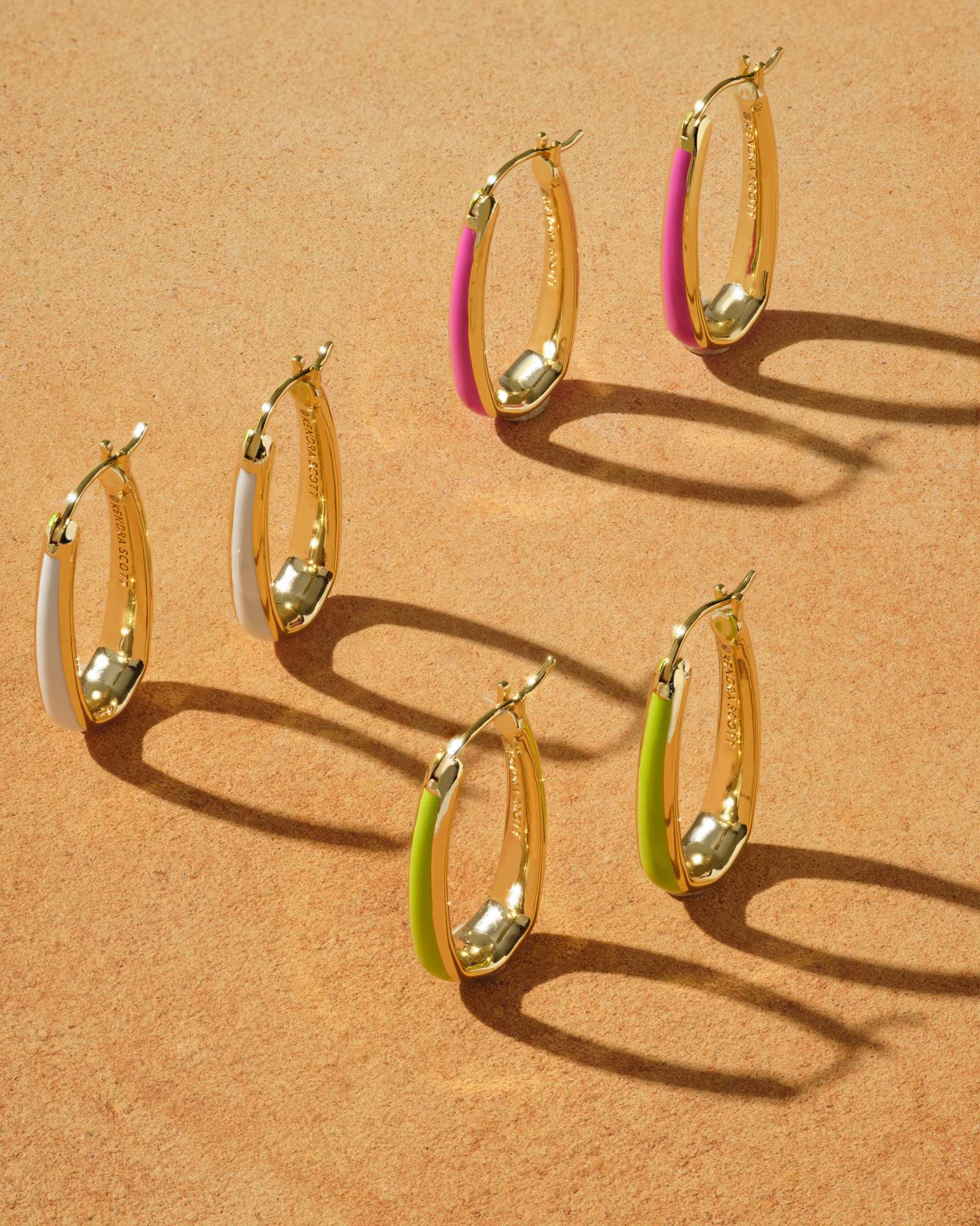 Kelsey Gold Hoop Earrings in Chartreuse Enamel