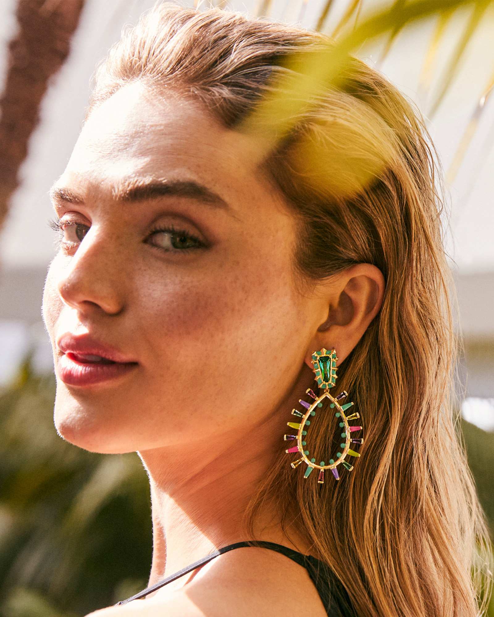 Kelsey Gold Statement Earrings in Multi Mix
