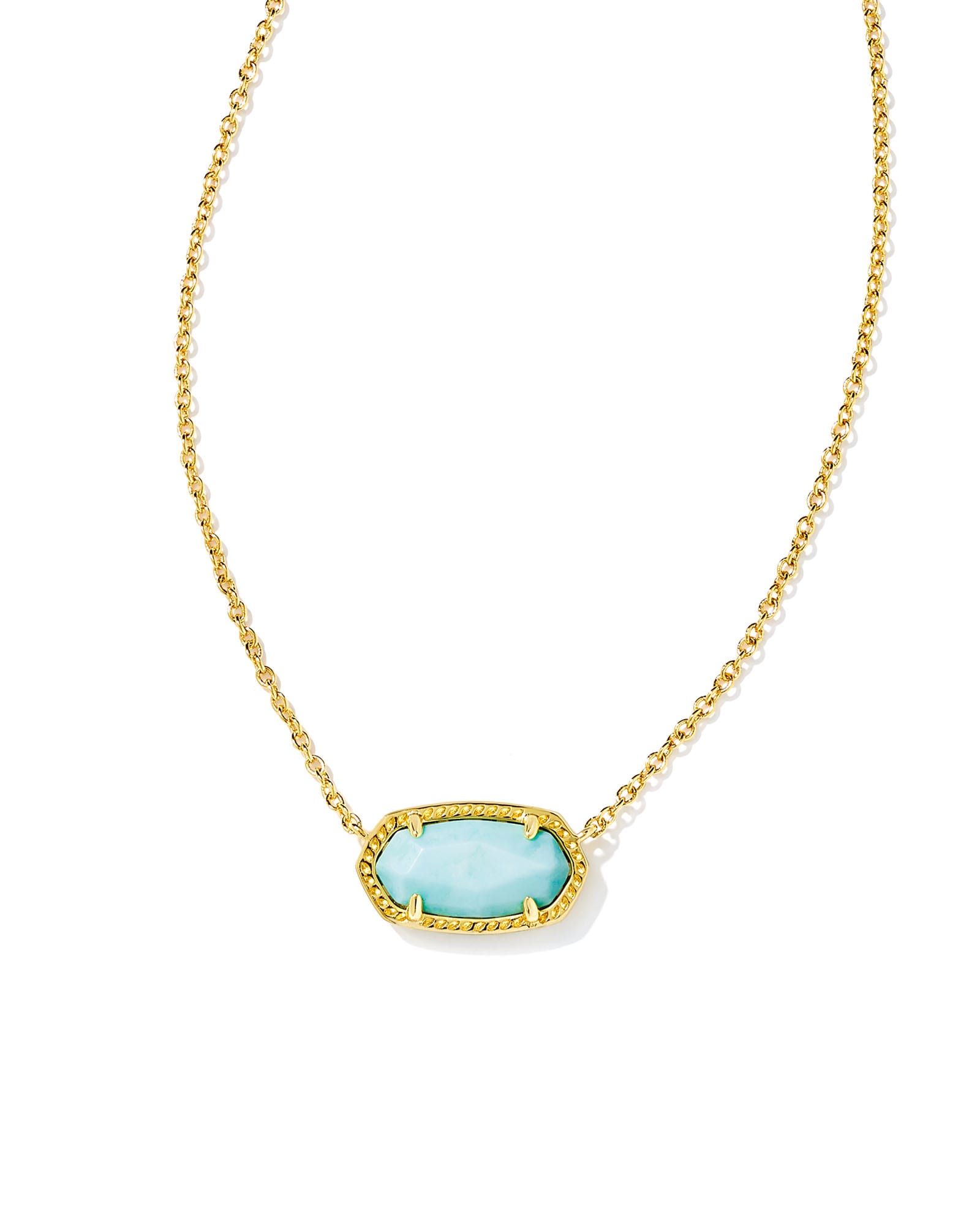 Elisa Gold Pendant Necklace in Light Blue Magnesite