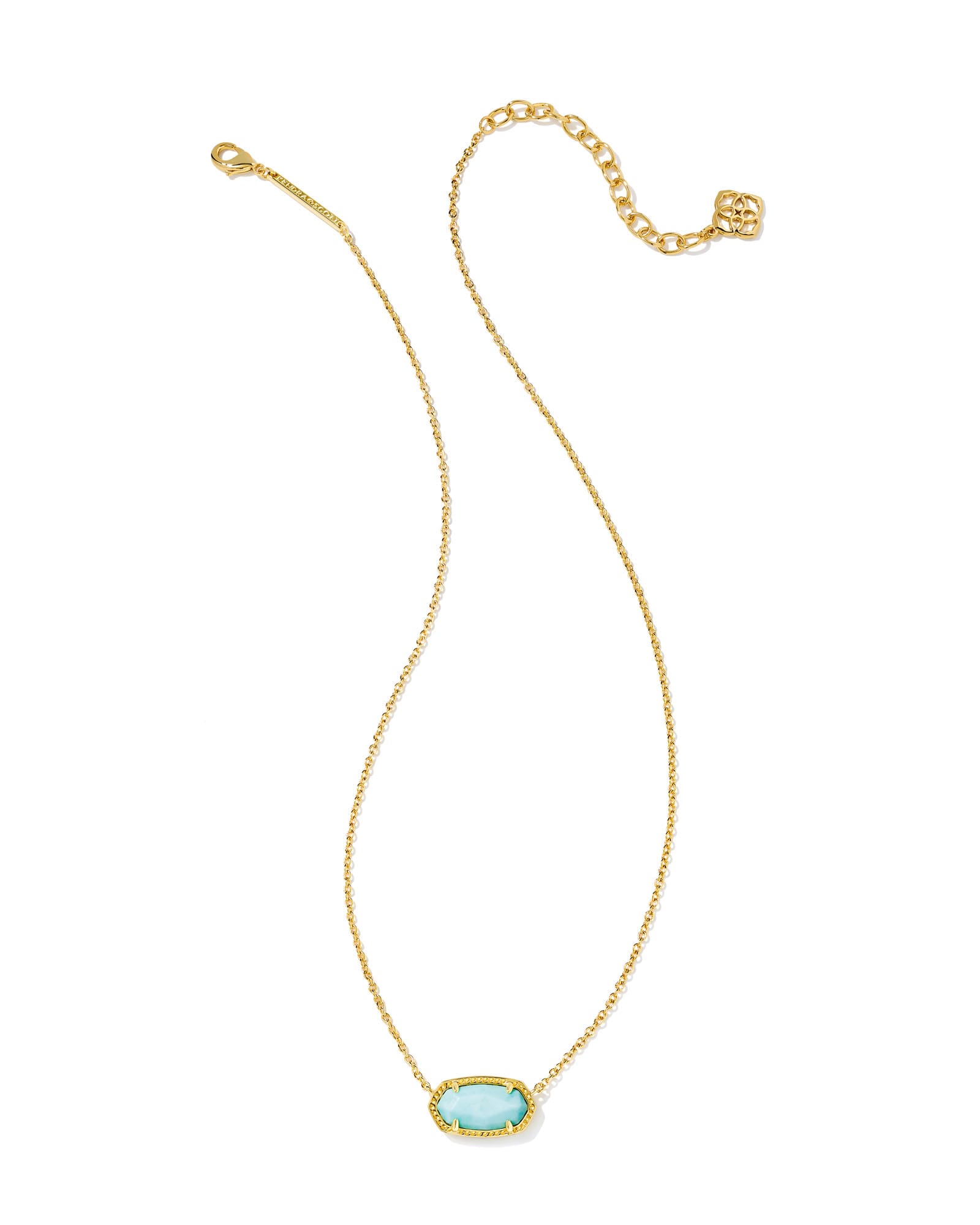 Elisa Gold Pendant Necklace in Light Blue Magnesite