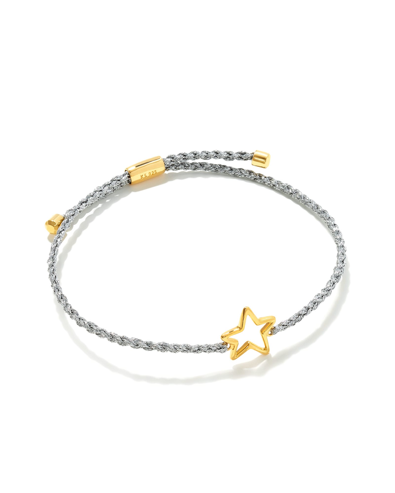Open Star 18k Gold Vermeil Corded Bracelet in Metallic Silver
