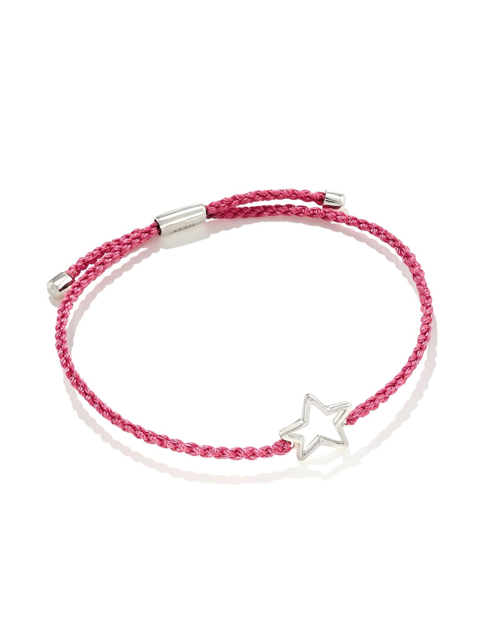 Open Star Sterling Silver Corded Bracelet in Bright Magenta