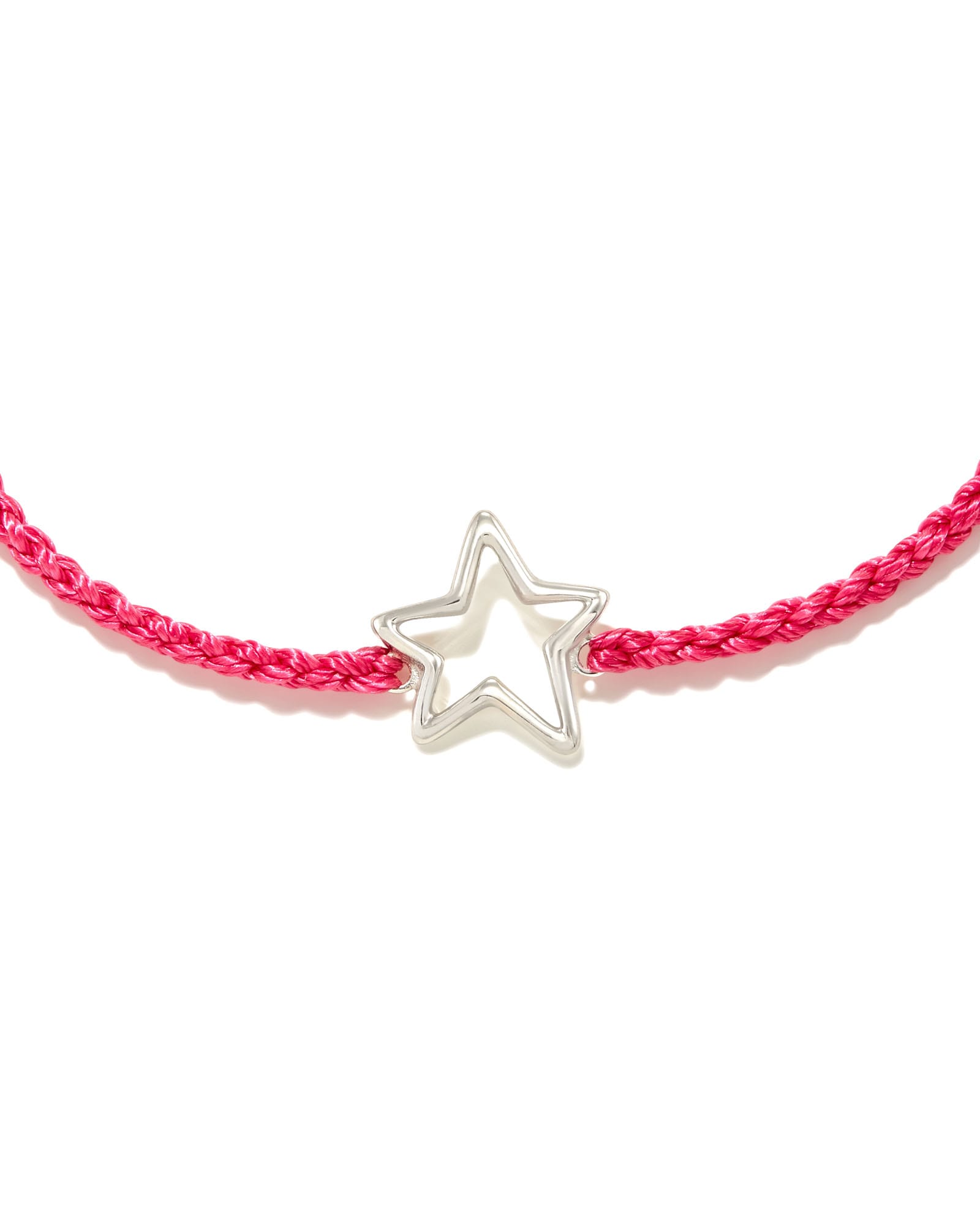 Open Star Sterling Silver Corded Bracelet in Bright Magenta