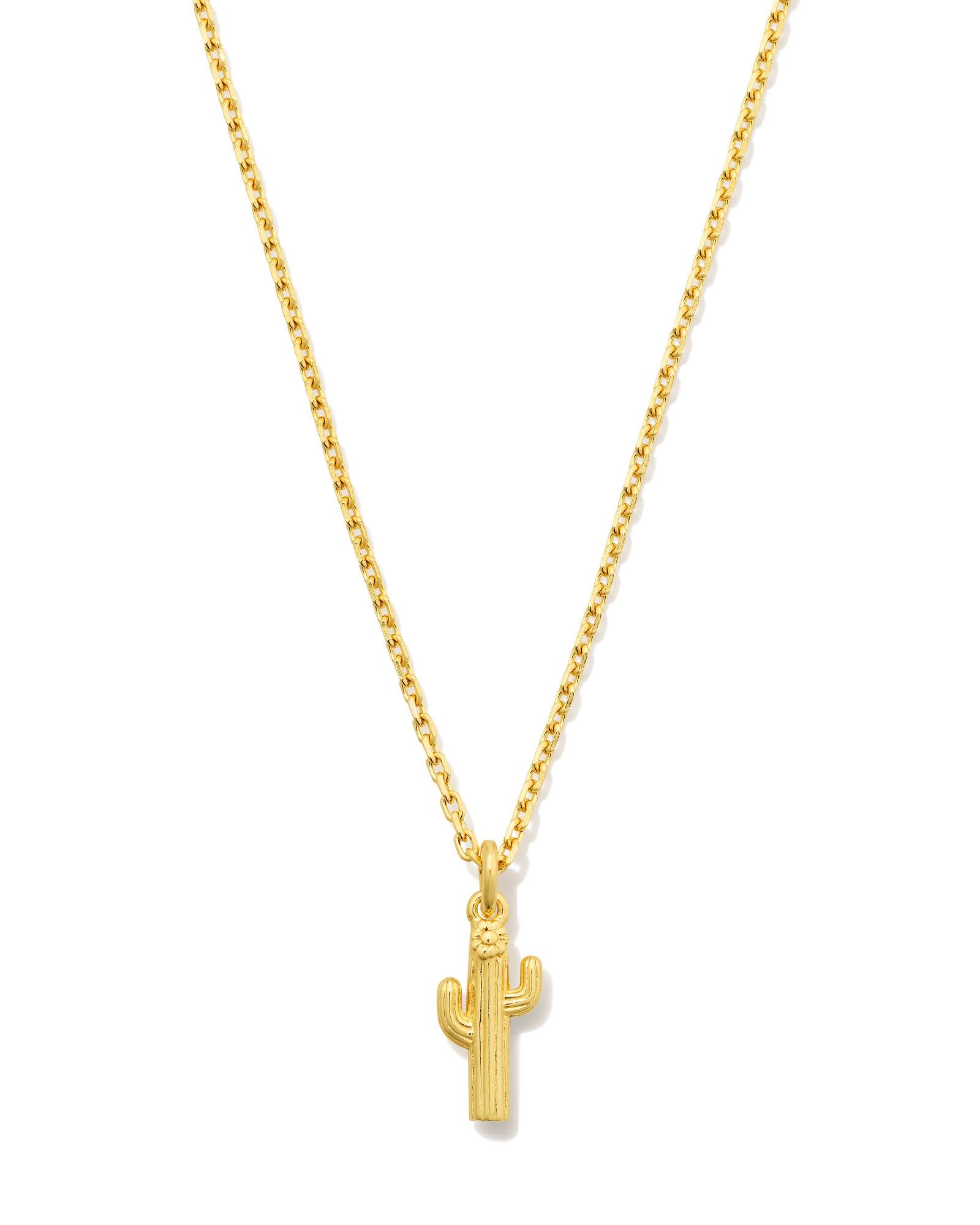 Mini Cactus Pendant Necklace in 18k Gold Vermeil