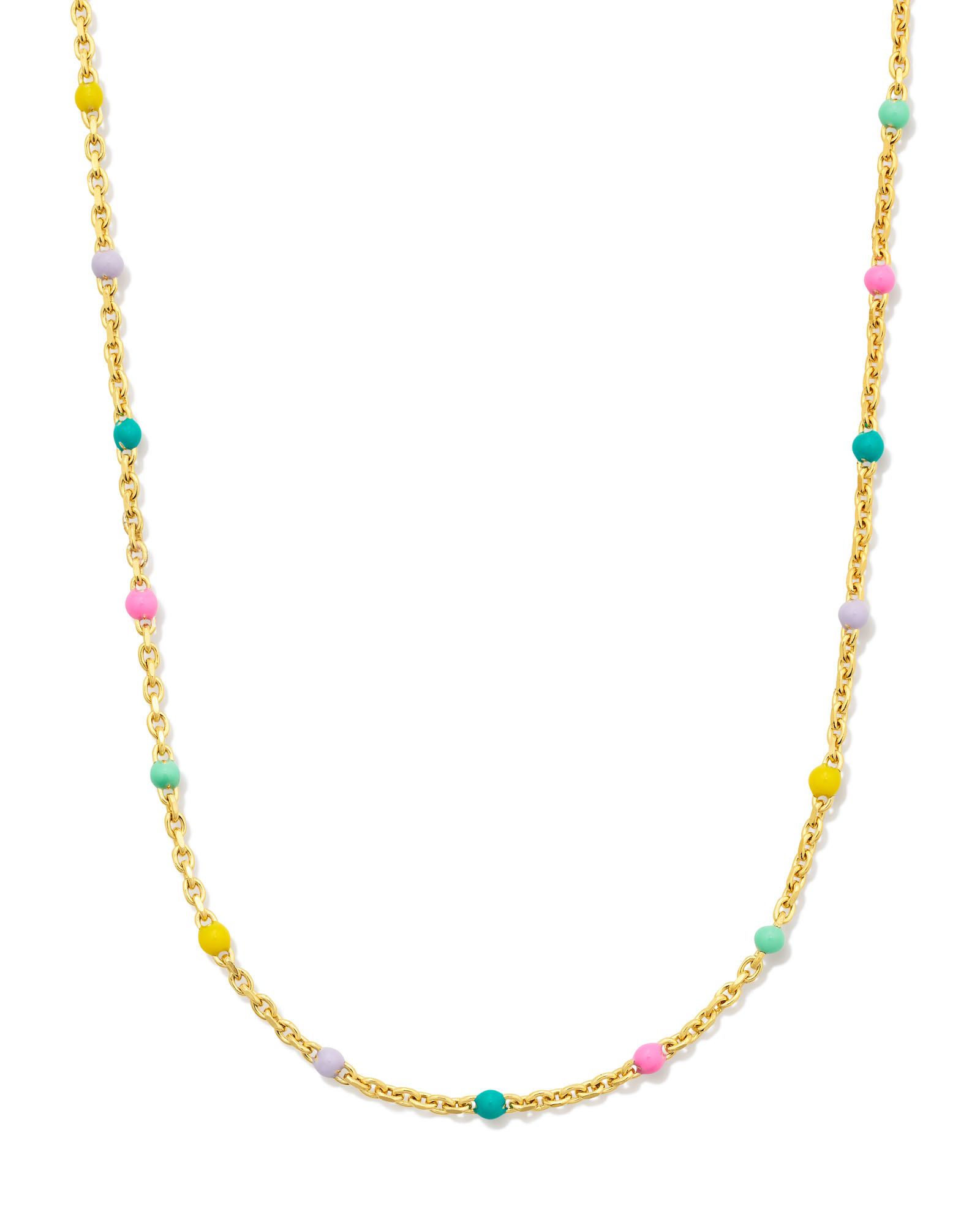 Multi-Color 18k Gold Vermeil Single Satellite Chain Necklace in Multi Mix