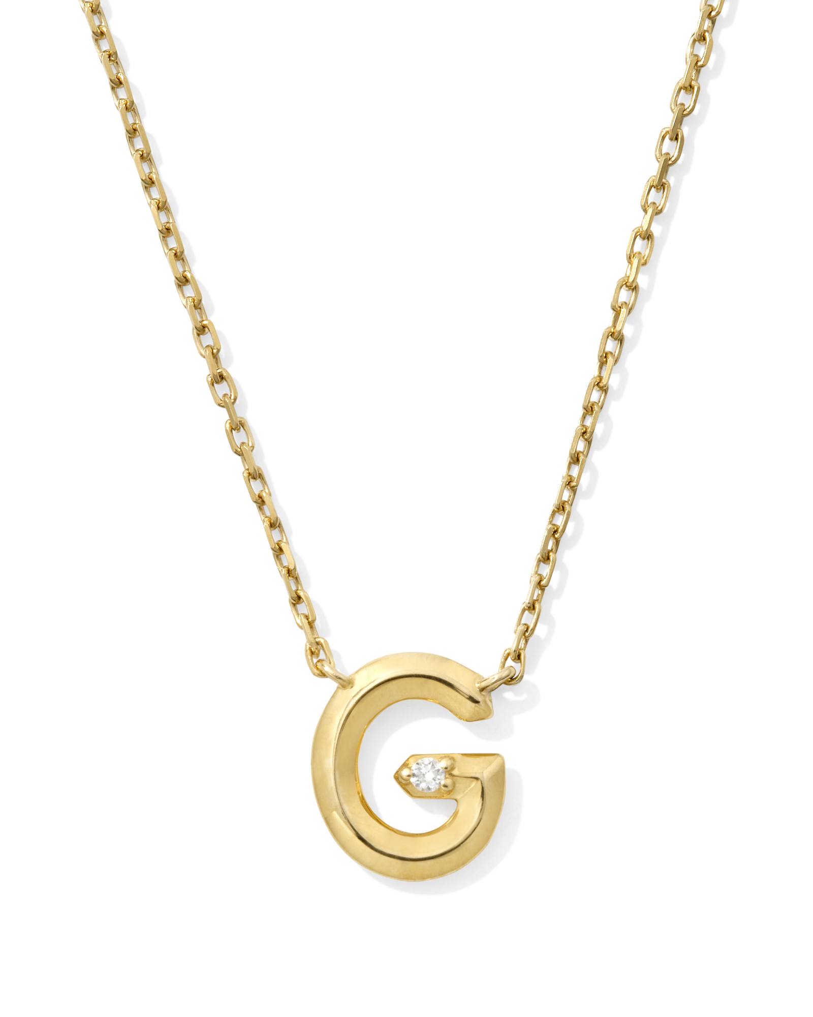 Diamond Accent Letter G 14k Yellow Gold Pendant Necklace in