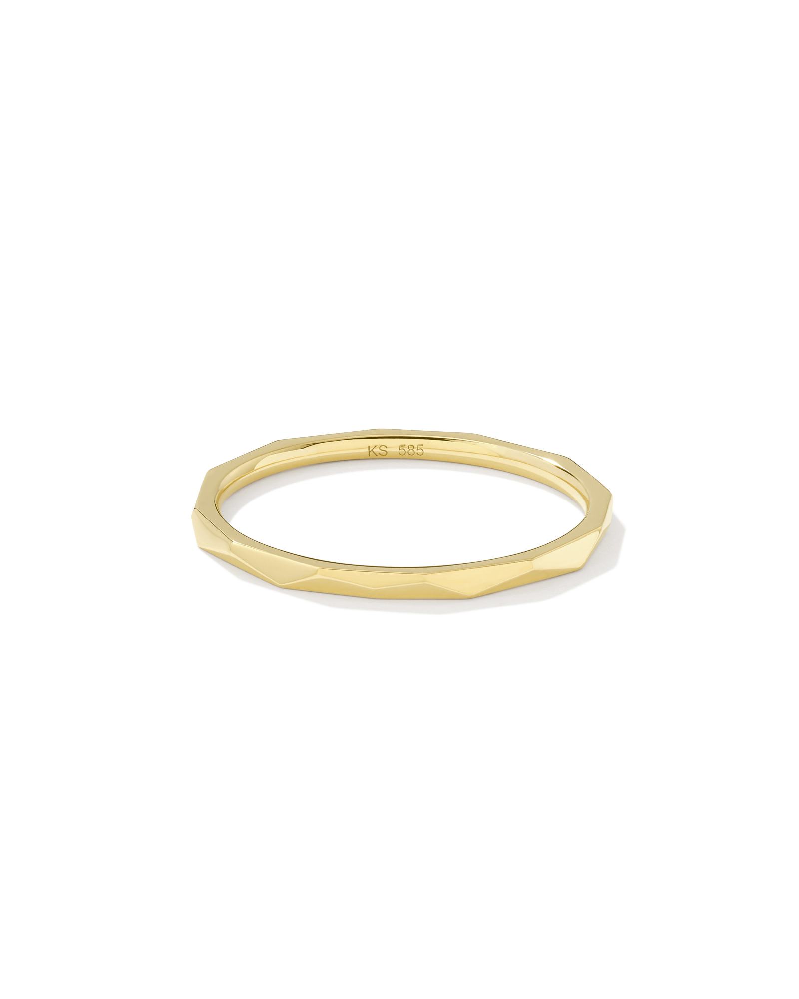 Faceted Metal Band Ring 14k Yellow Gold