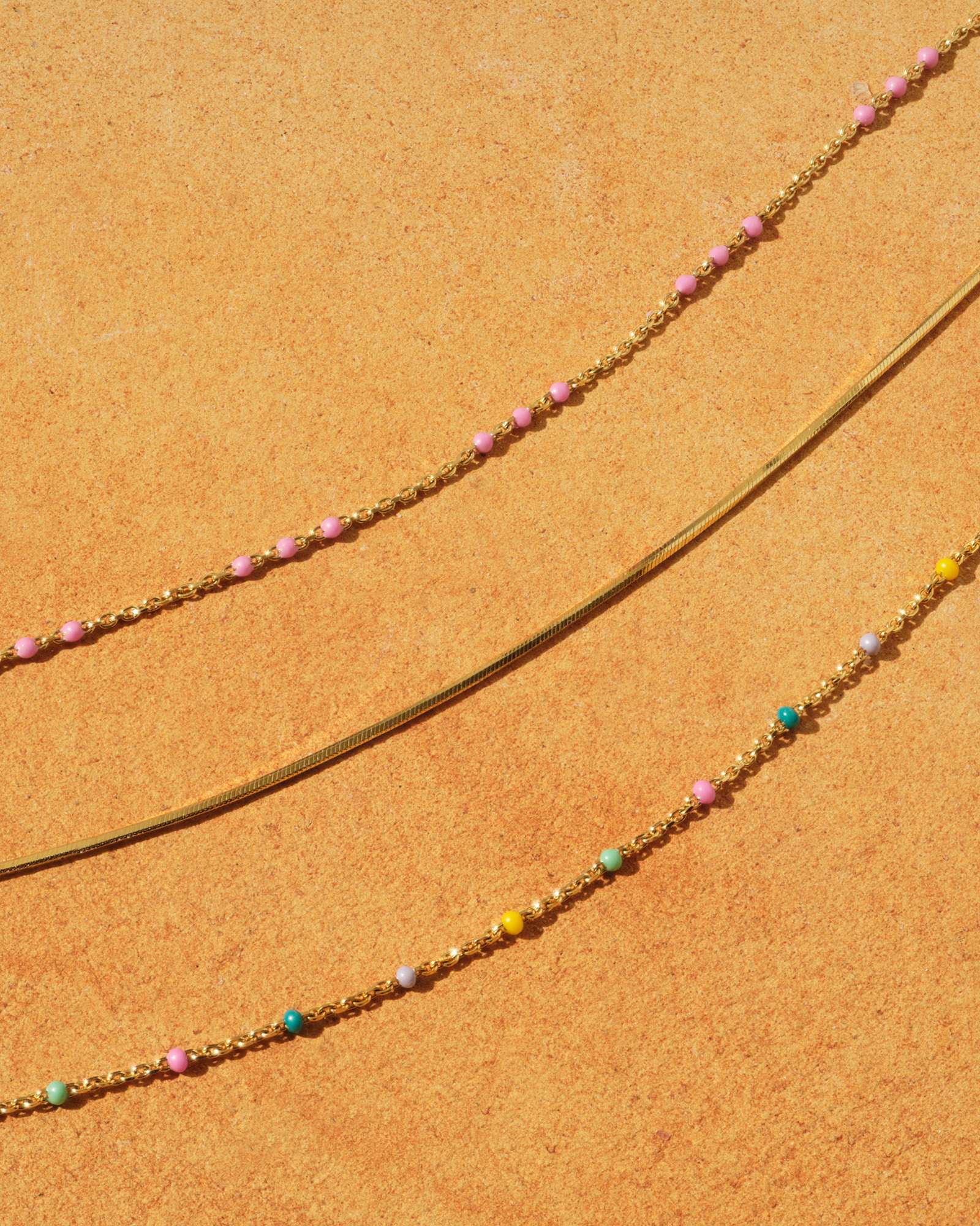 Multi-Color 18k Gold Vermeil Single Satellite Chain Necklace in Multi Mix