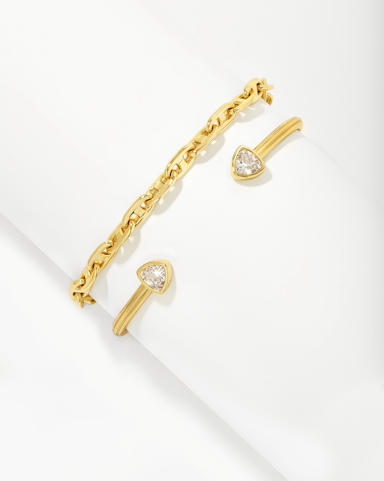 Bailey Gold Chain Bracelet Set of 2 in White Crystal image number 0.0