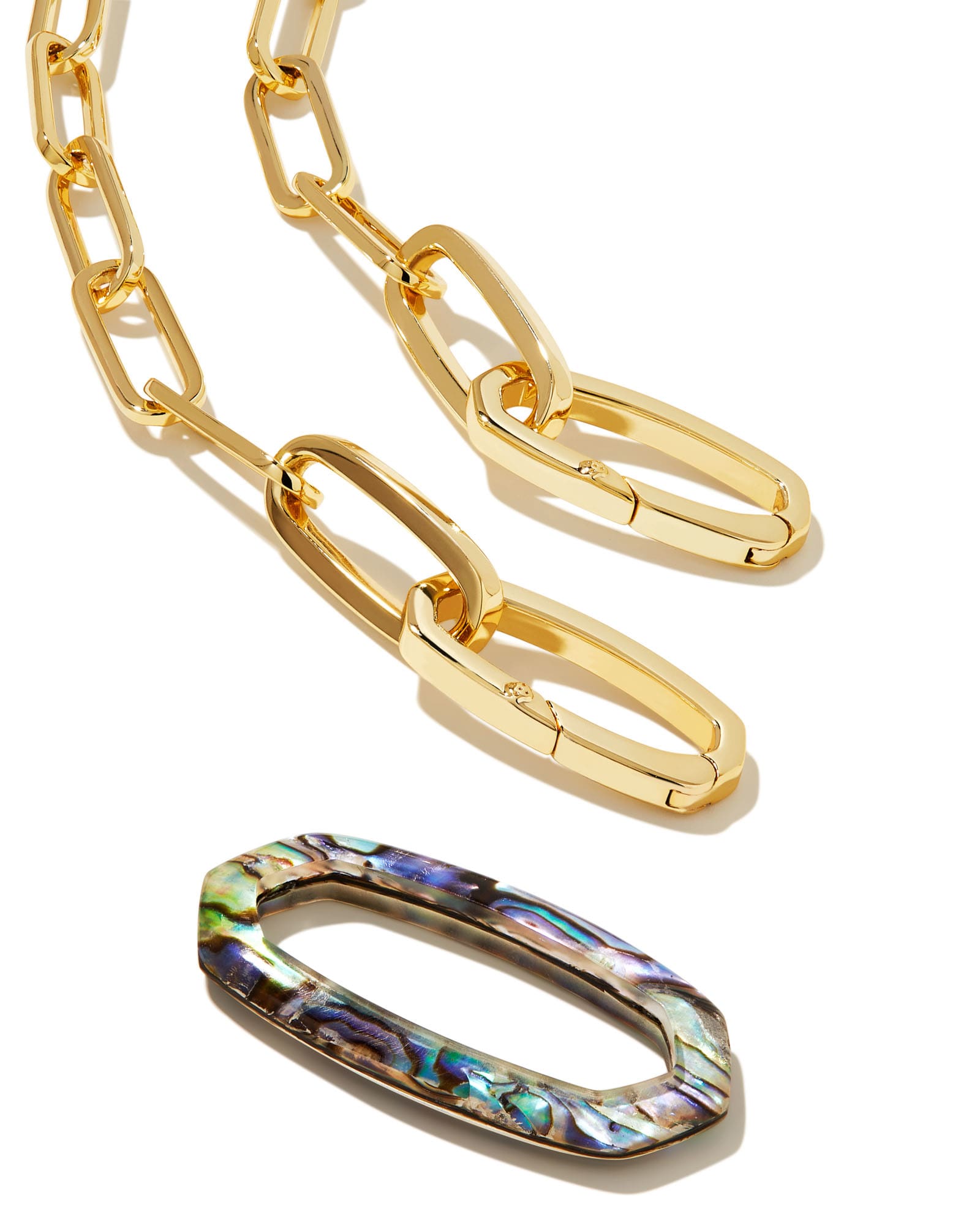 Danielle Gold Convertible Link Paperclip Necklace in Abalone Shell